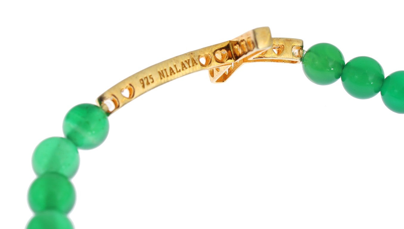 Nialaya Elegant Green Jade Bead & Gold Plated Bracelet - Luksusmuotia Nialaya - Tutustu YVES JAVANNI® 