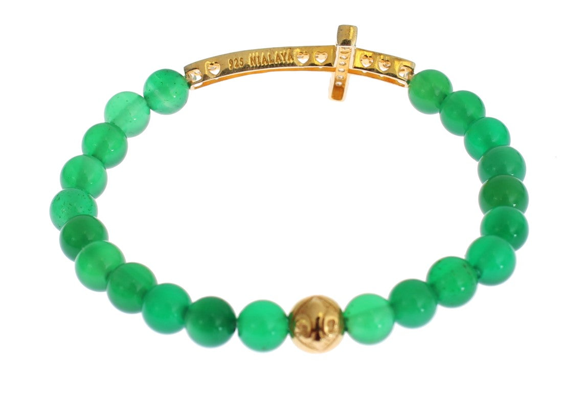 Nialaya Elegant Green Jade Bead & Gold Plated Bracelet - Luksusmuotia Nialaya - Tutustu YVES JAVANNI® 