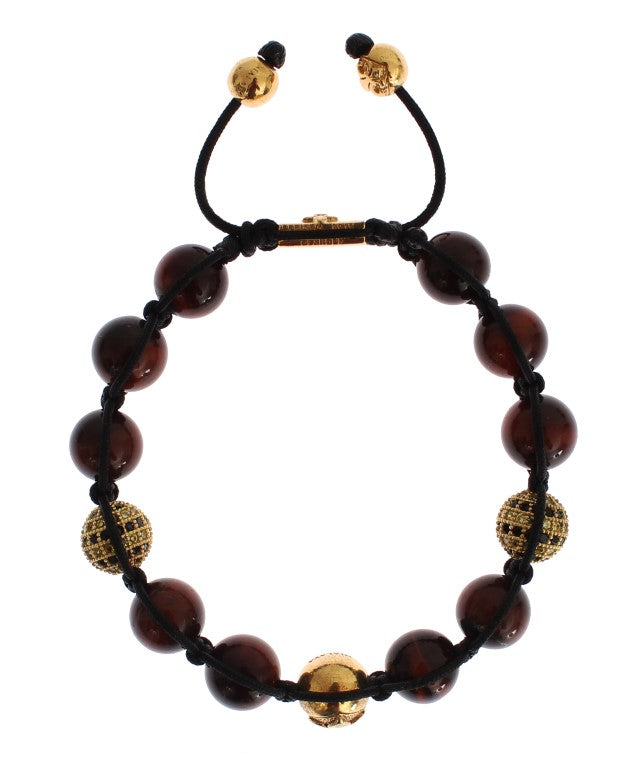 Nialaya Radiant Red Tiger Eye & CZ Gold Bracelet - Luksusmuotia Nialaya - Tutustu YVES JAVANNI® 