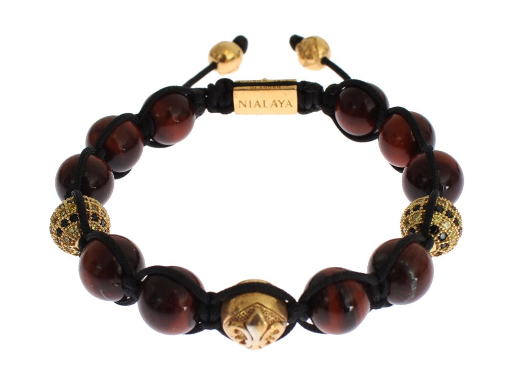 Nialaya Radiant Red Tiger Eye & CZ Gold Bracelet - Luksuslaukut ja asusteet Nialaya - Tutustu YVES JAVANNI® 