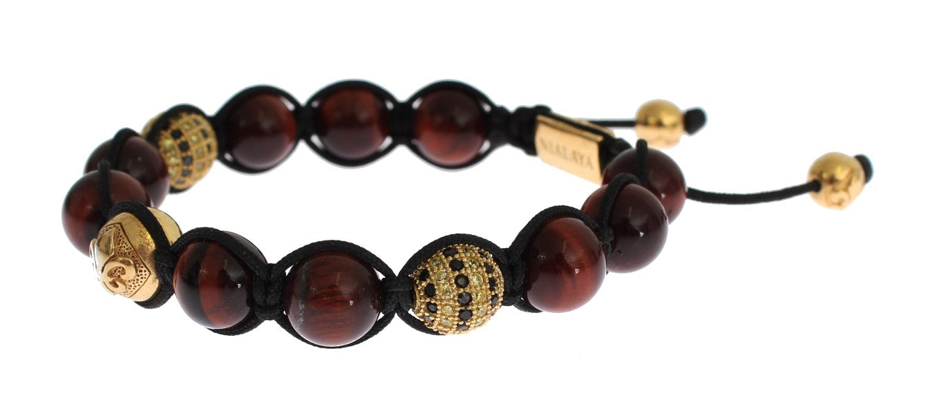 Nialaya Radiant Red Tiger Eye & CZ Gold Bracelet - Luksusmuotia Nialaya - Tutustu YVES JAVANNI® 