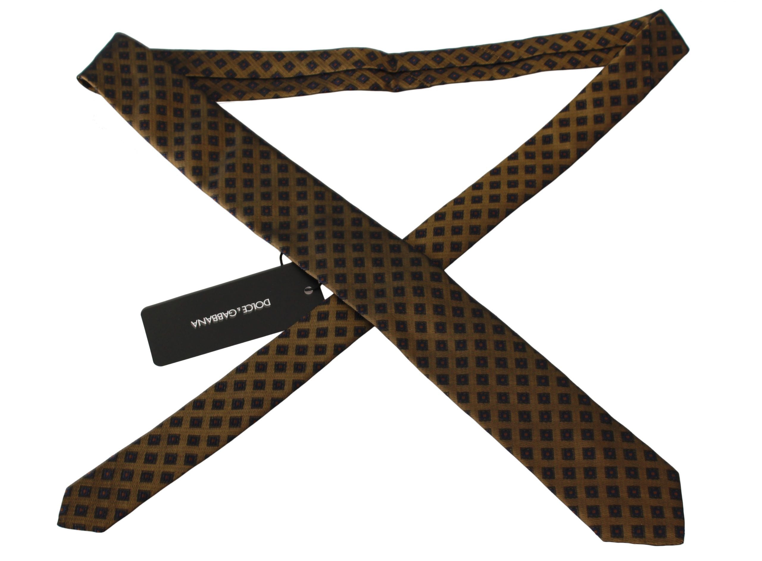 Dolce & Gabbana Elegant Brown Patterned Silk Blend Necktie - Luksusmuotia Dolce & Gabbana - Tutustu YVES JAVANNI® 