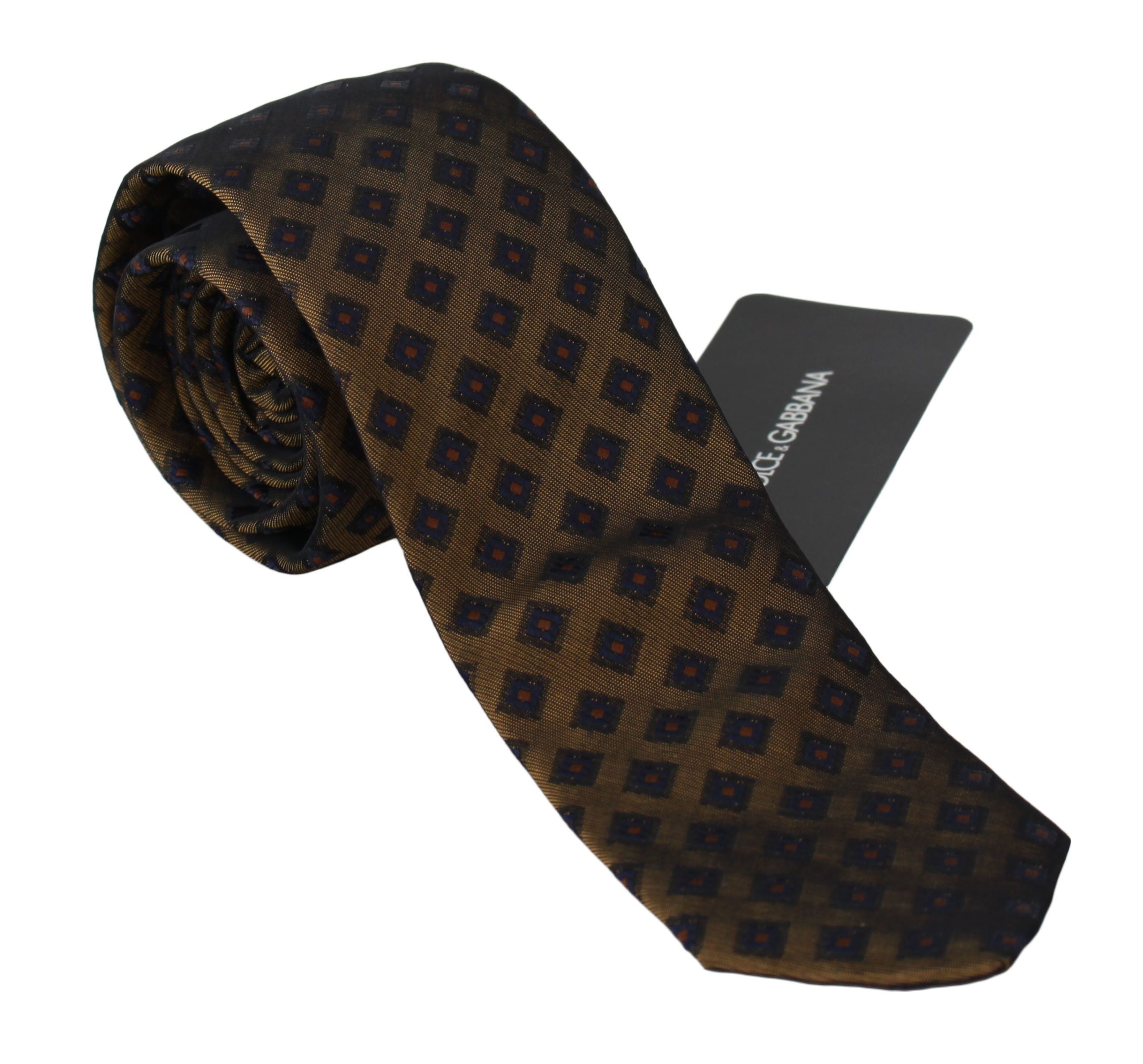 Dolce & Gabbana Elegant Brown Patterned Silk Blend Necktie - Luksuslaukut ja asusteet Dolce & Gabbana - Tutustu YVES JAVANNI® 