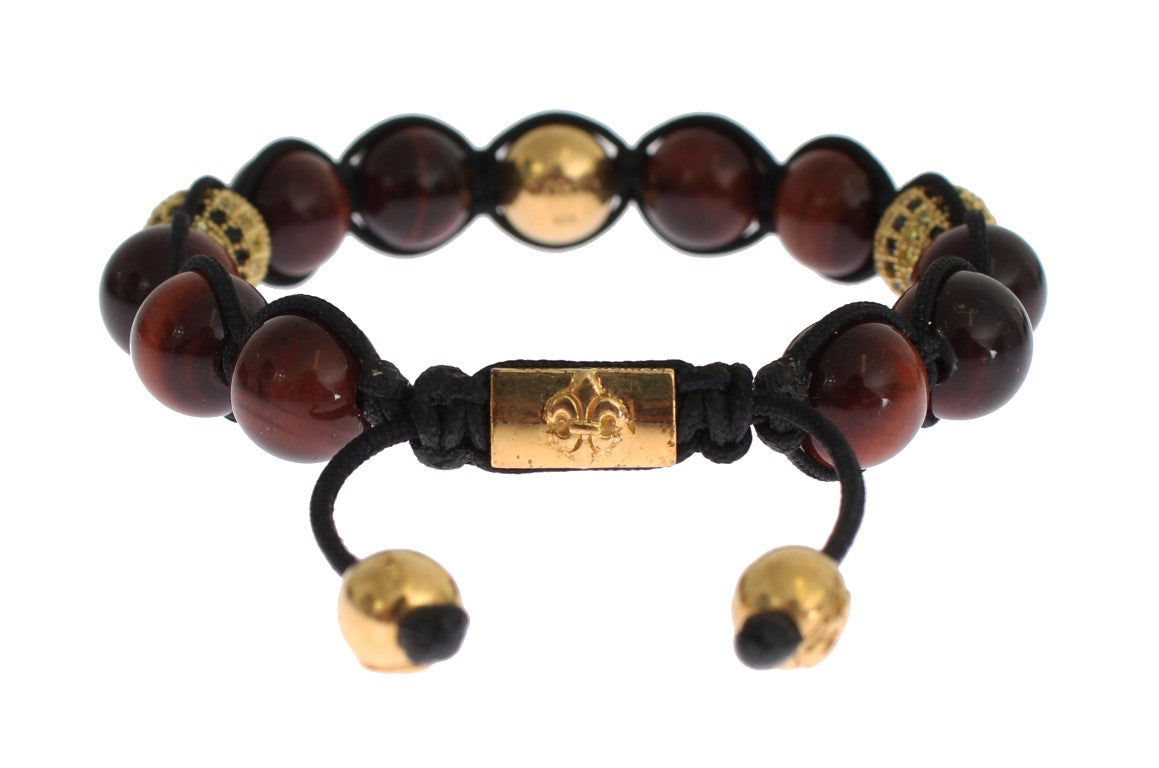 Nialaya Radiant Red Tiger Eye & CZ Gold Bracelet - Luksusmuotia Nialaya - Tutustu YVES JAVANNI® 