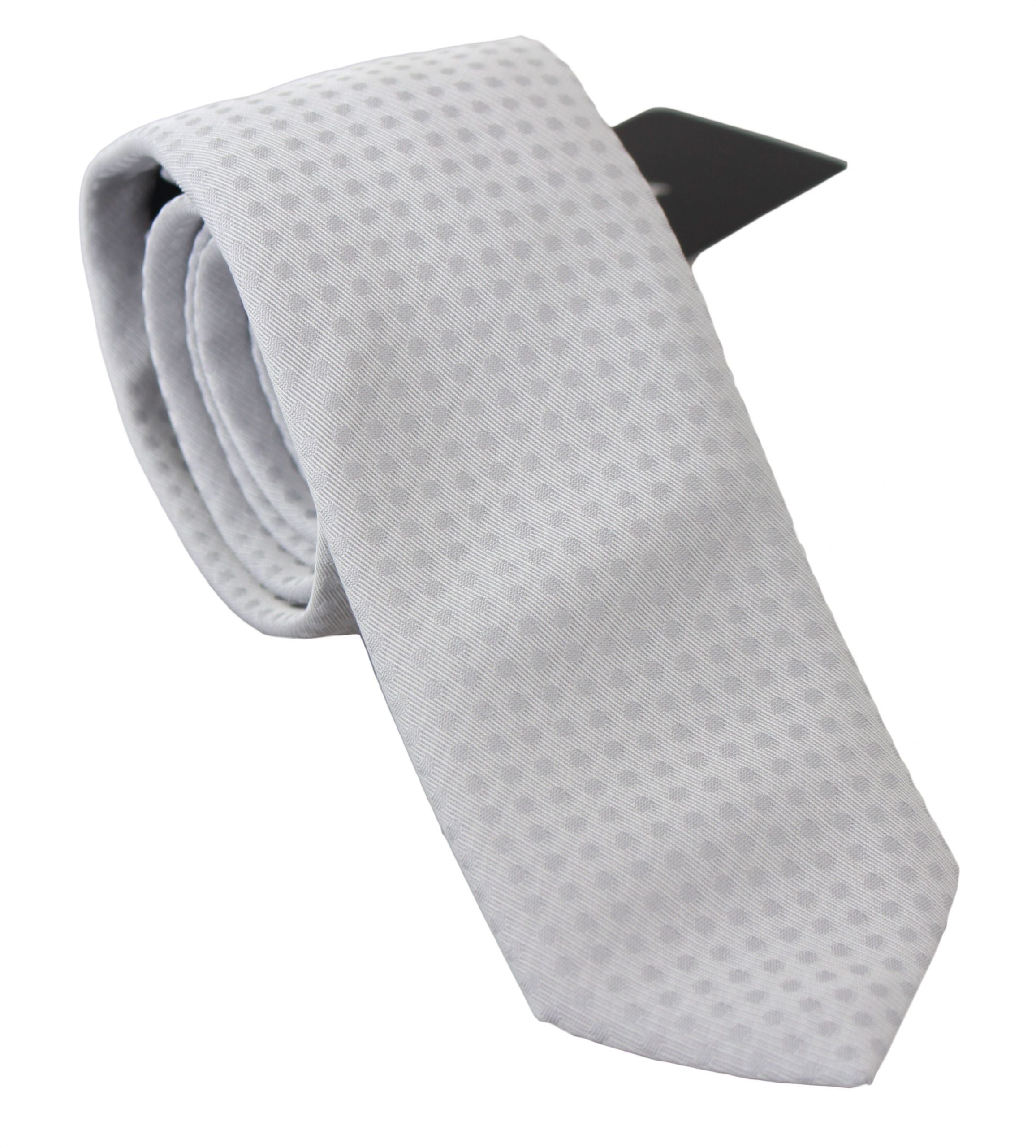 Dolce & Gabbana Elegant White Patterned Silk Blend Neck Tie - Luksusmuotia Dolce & Gabbana - Tutustu YVES JAVANNI® 