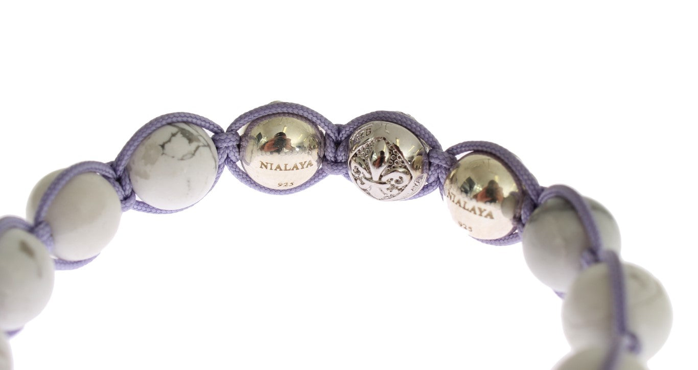 Nialaya Elegant Silver Purple CZ & Howlite Bracelet - Luksuslaukut ja asusteet Nialaya - Tutustu YVES JAVANNI® 