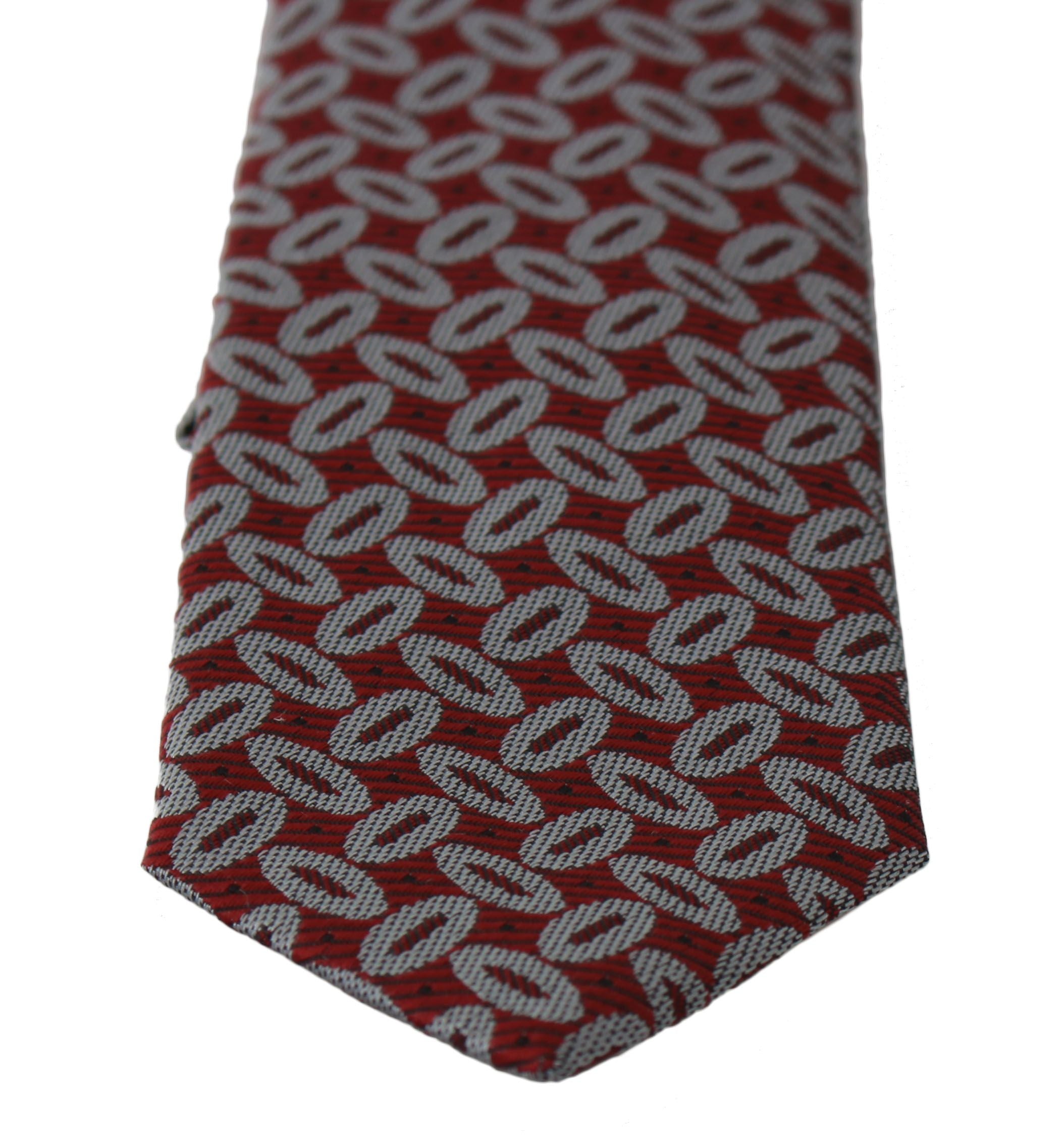 Dolce & Gabbana Elegant Red Printed Silk Neck Tie - Luksusmuotia Dolce & Gabbana - Tutustu YVES JAVANNI® 