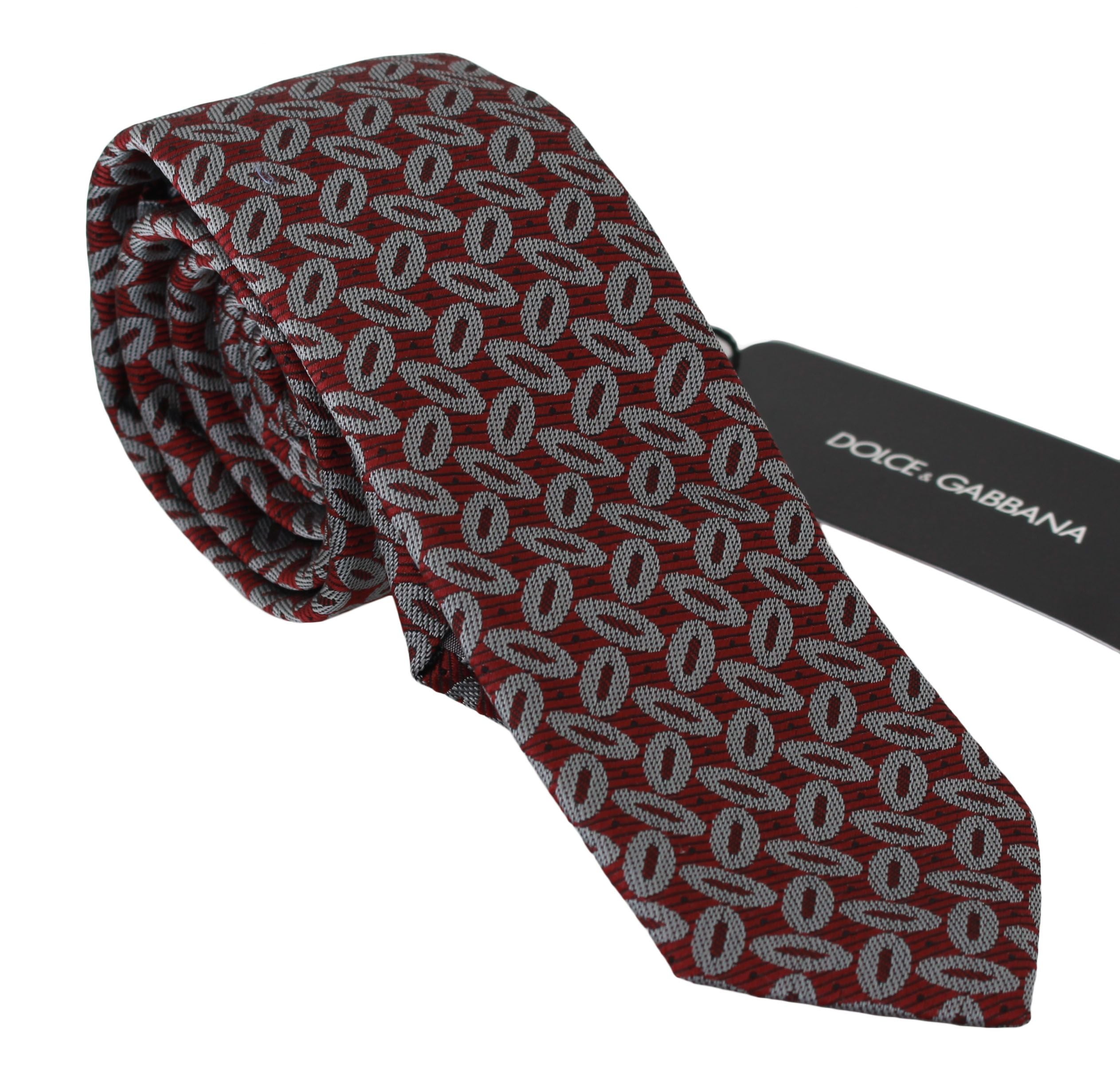 Dolce & Gabbana Elegant Red Printed Silk Neck Tie - Luksuslaukut ja asusteet Dolce & Gabbana - Tutustu YVES JAVANNI® 