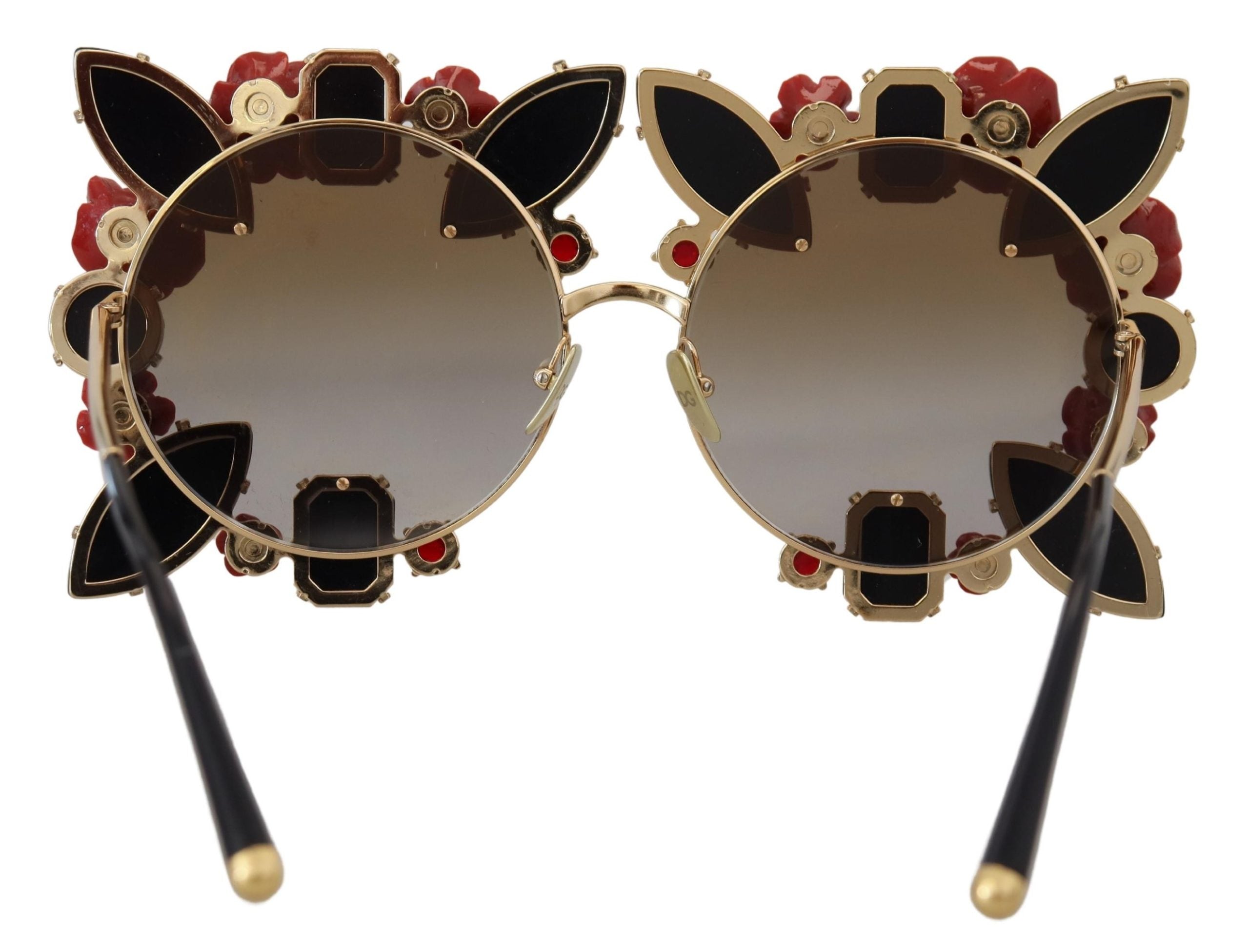 Dolce & Gabbana Elegant Round Rose-Embellished Sunglasses - Luksusmuotia Dolce & Gabbana - Tutustu YVES JAVANNI® 