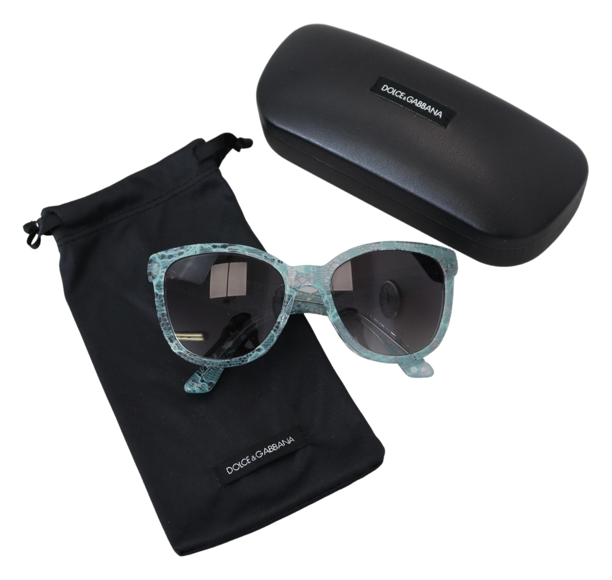 Dolce & Gabbana Elegant Blue Lace Detail Sunglasses - Luksusmuotia Dolce & Gabbana - Tutustu YVES JAVANNI® 