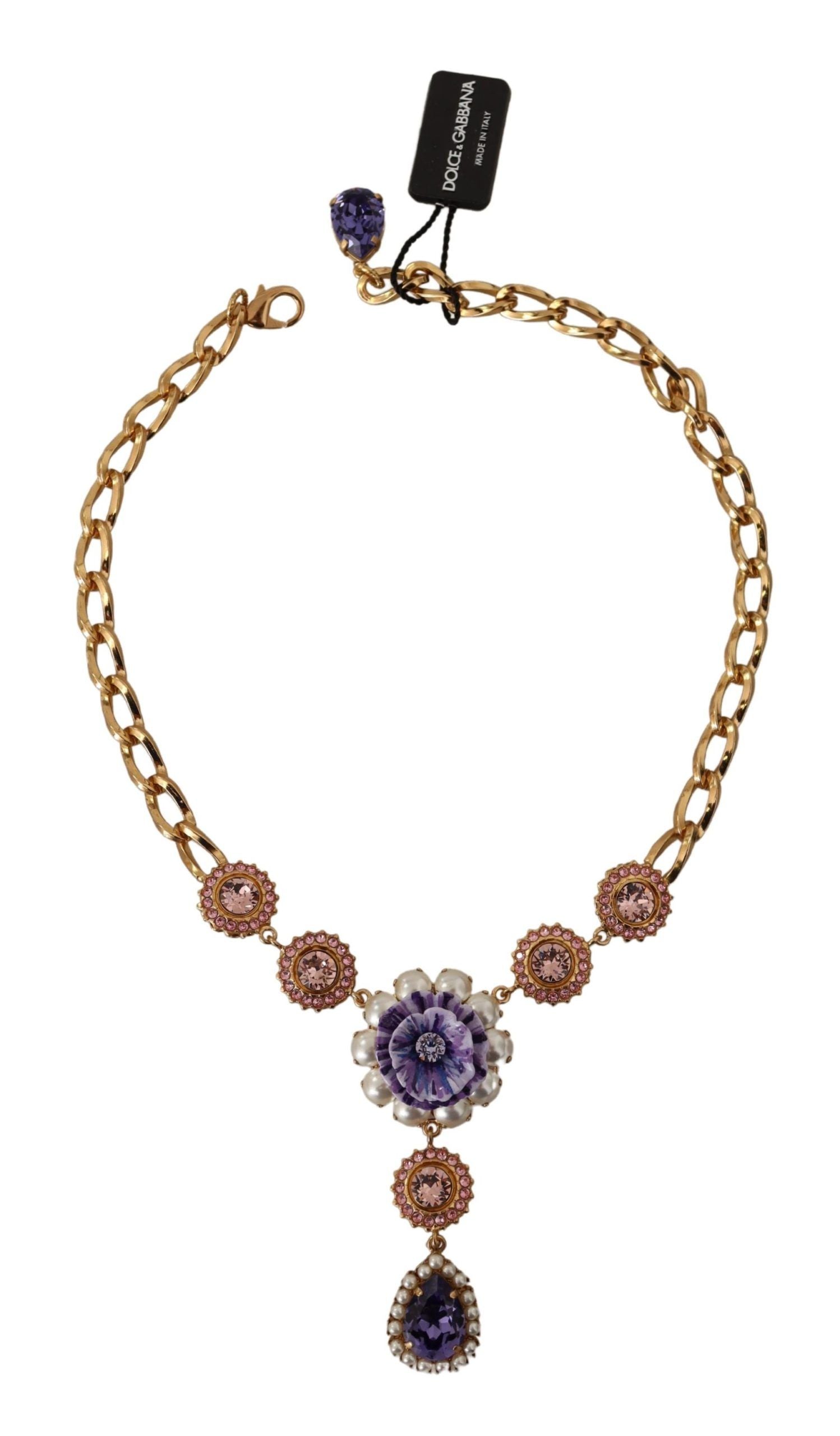 Dolce & Gabbana Elegant Floral Crystal Statement Necklace - Luksusmuotia Dolce & Gabbana - Tutustu YVES JAVANNI® 