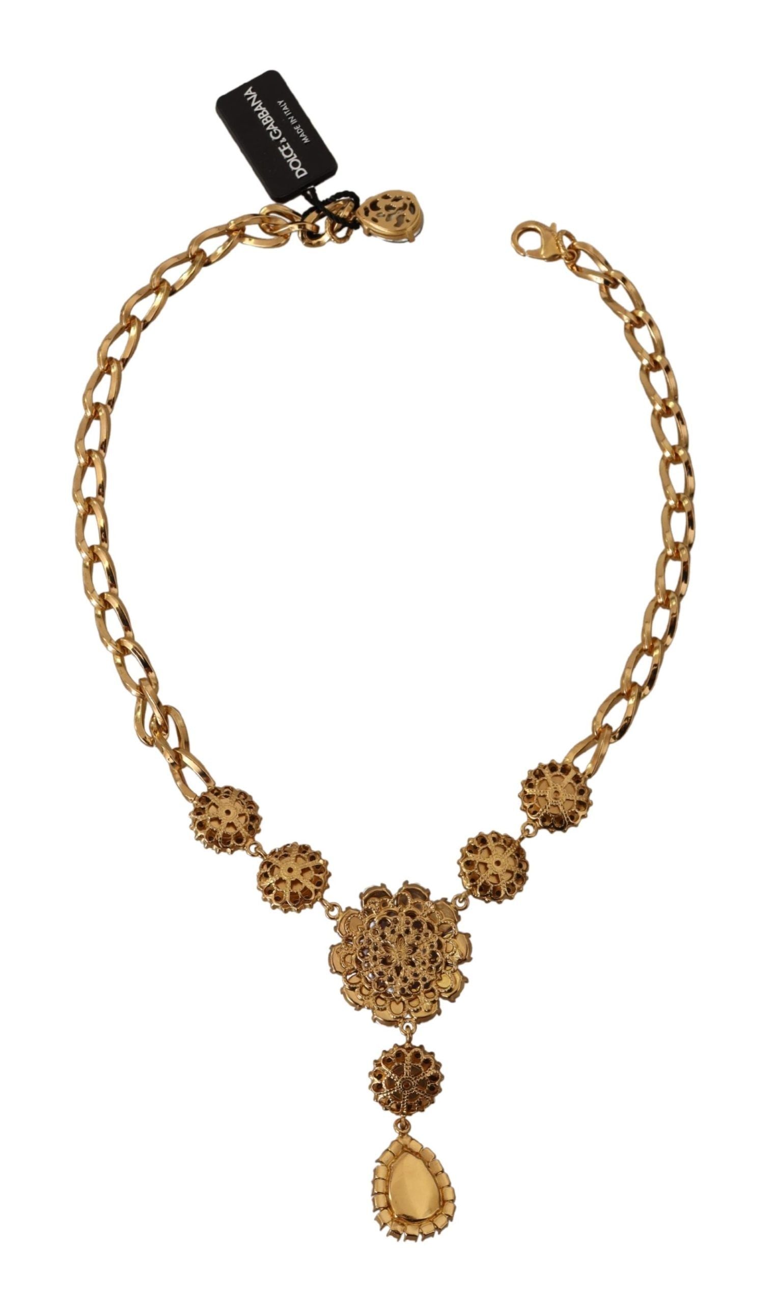 Dolce & Gabbana Elegant Floral Crystal Statement Necklace - Luksusmuotia Dolce & Gabbana - Tutustu YVES JAVANNI® 