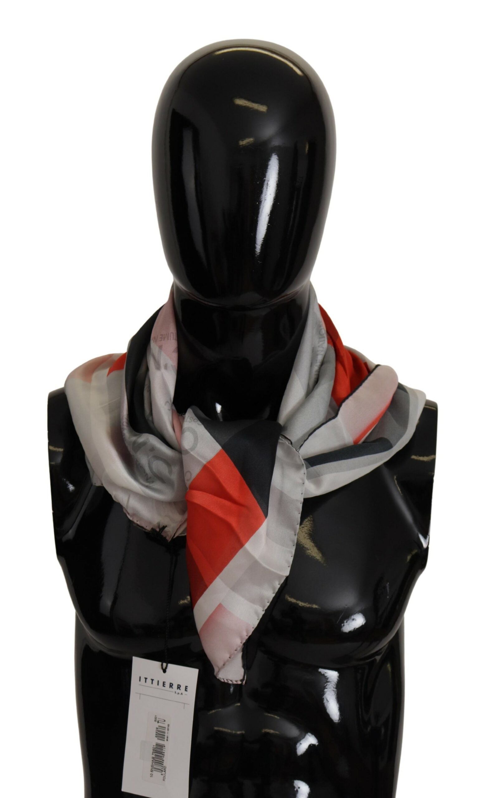 Costume National Elegant Silk Scarf in Gray Red Checkered - Luksusmuotia Costume National - Tutustu YVES JAVANNI® 