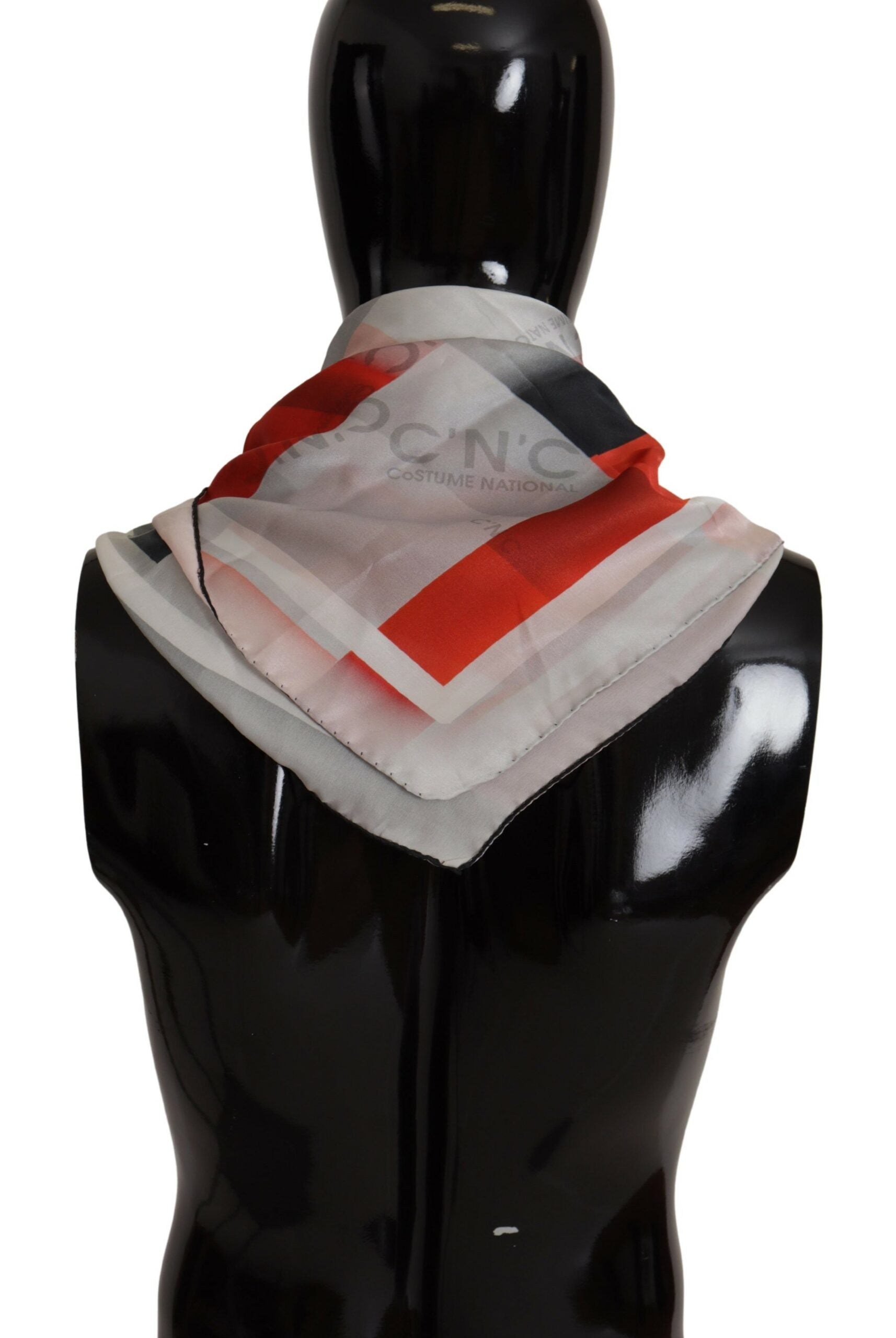 Costume National Elegant Silk Scarf in Gray Red Checkered - Luksusmuotia Costume National - Tutustu YVES JAVANNI® 