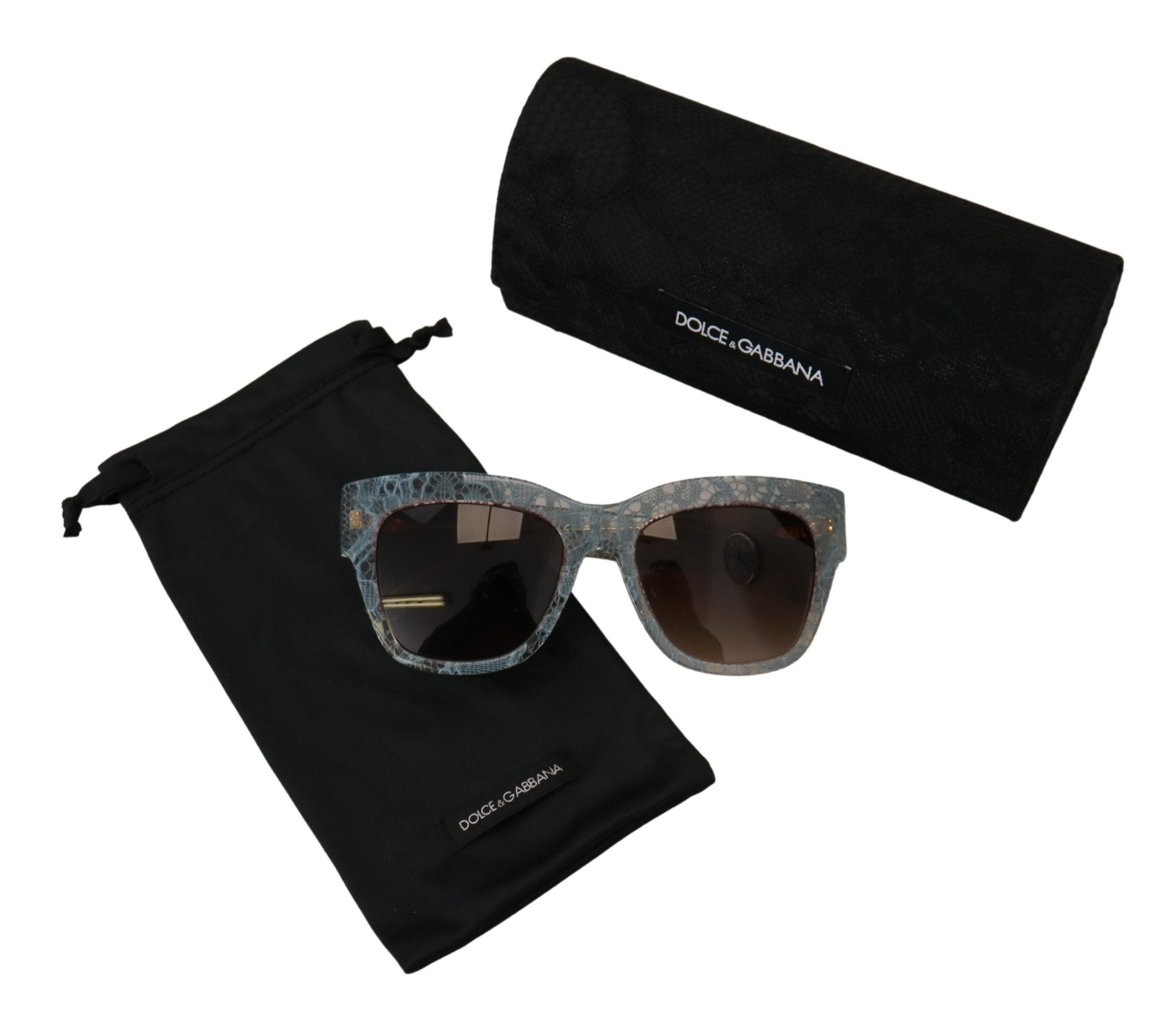 Dolce & Gabbana Elegant Lace Detail Blue Sunglasses - Luksusmuotia Dolce & Gabbana - Tutustu YVES JAVANNI® 