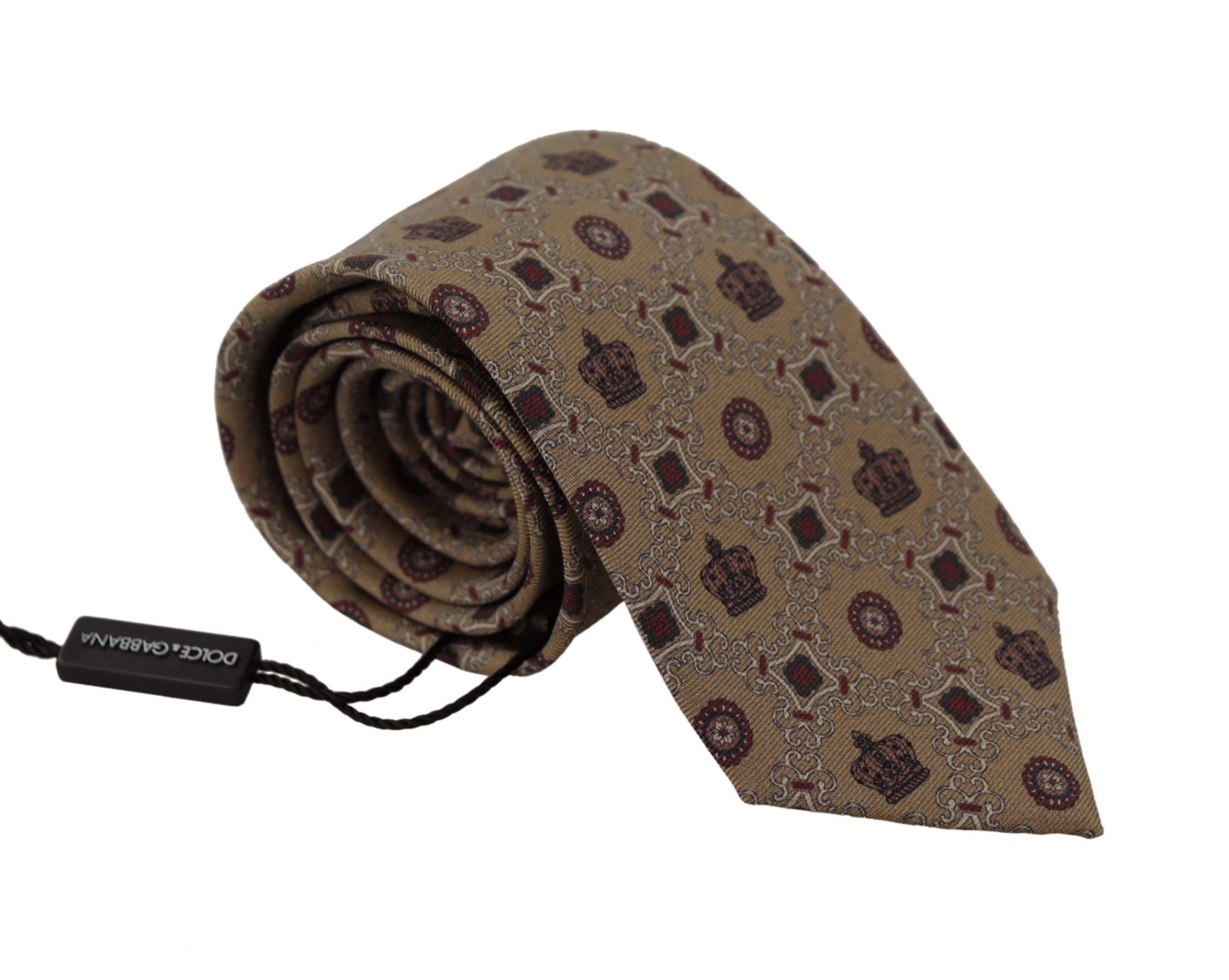 Dolce & Gabbana Elegant Silk Beige Necktie - Luksusmuotia Dolce & Gabbana - Tutustu YVES JAVANNI® 