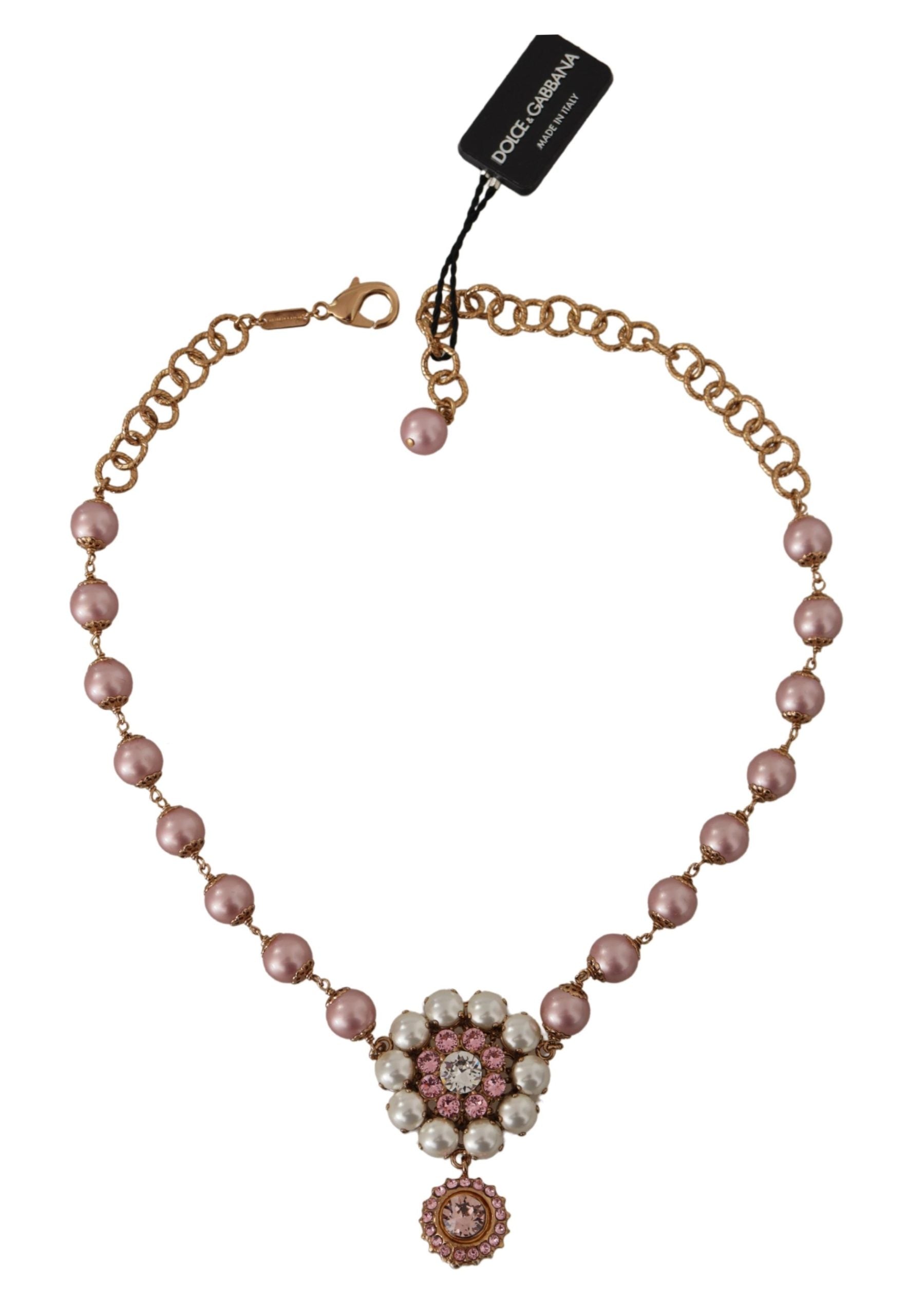 Dolce & Gabbana Elegant Gold Crystal Floral Statement Necklace - Luksusmuotia Dolce & Gabbana - Tutustu YVES JAVANNI® 