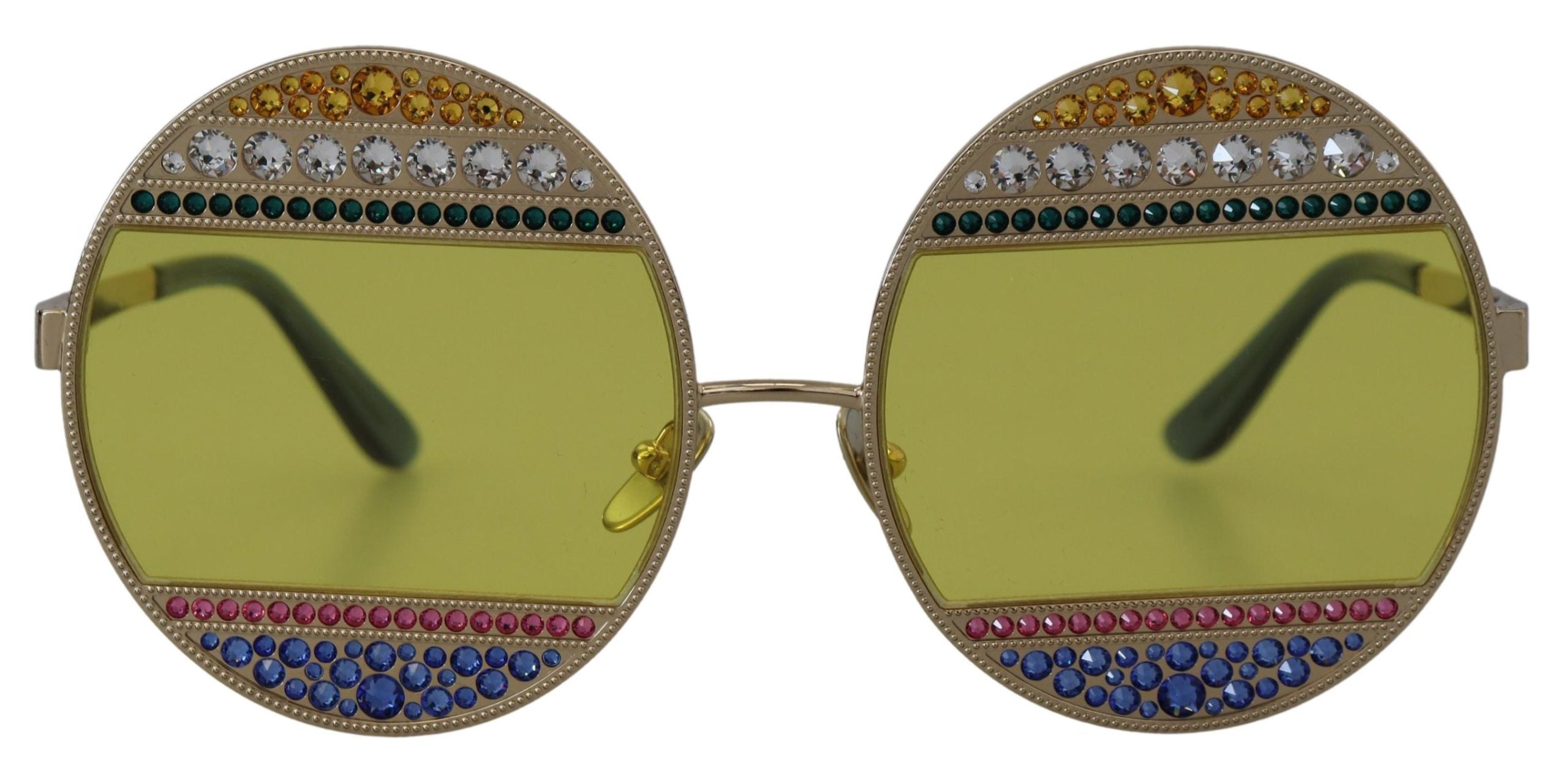 Dolce & Gabbana Crystal Embellished Gold Oval Sunglasses - Luksusmuotia Dolce & Gabbana - Tutustu YVES JAVANNI® 