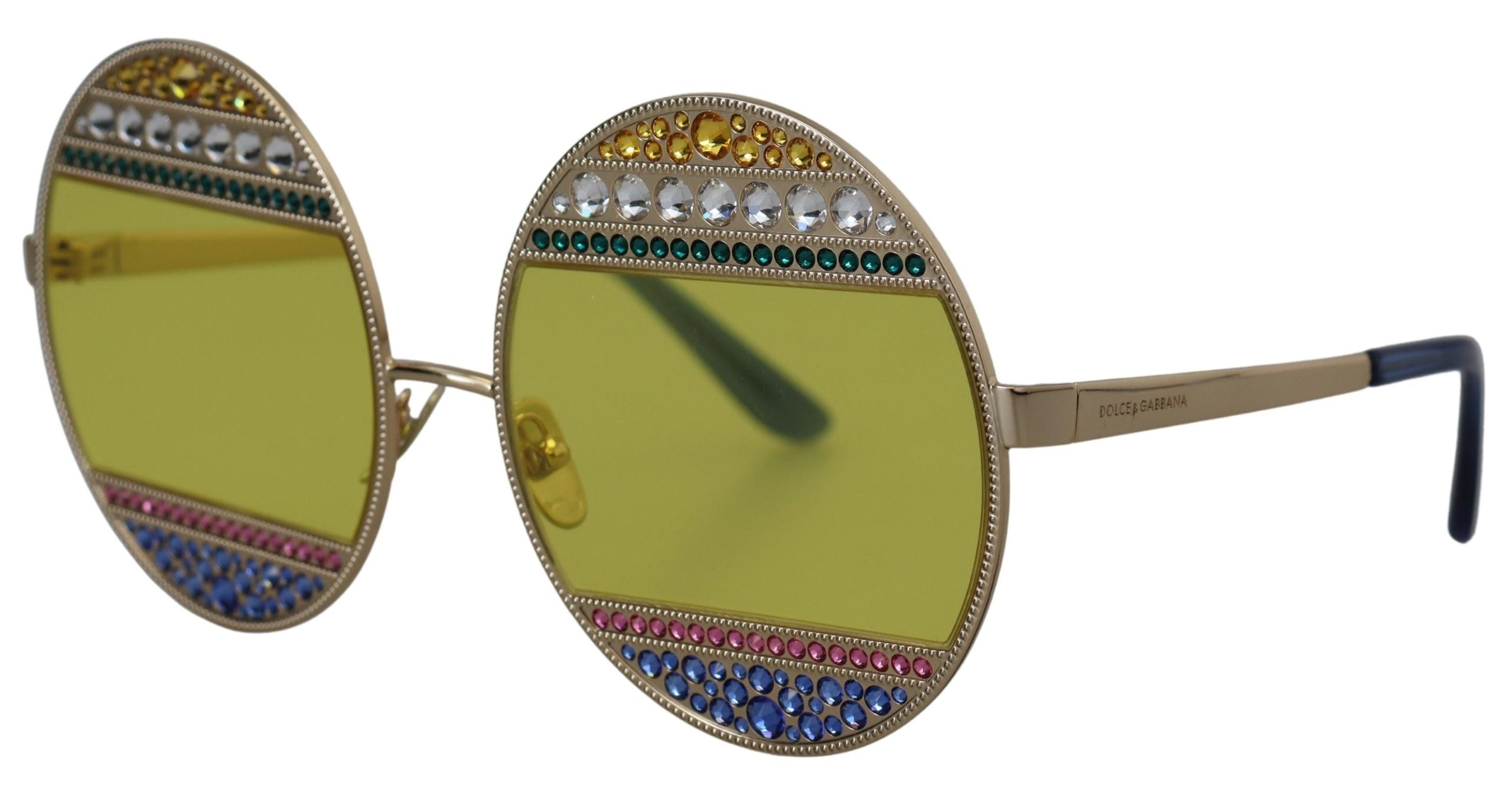 Dolce & Gabbana Crystal Embellished Gold Oval Sunglasses - Luksusmuotia Dolce & Gabbana - Tutustu YVES JAVANNI® 