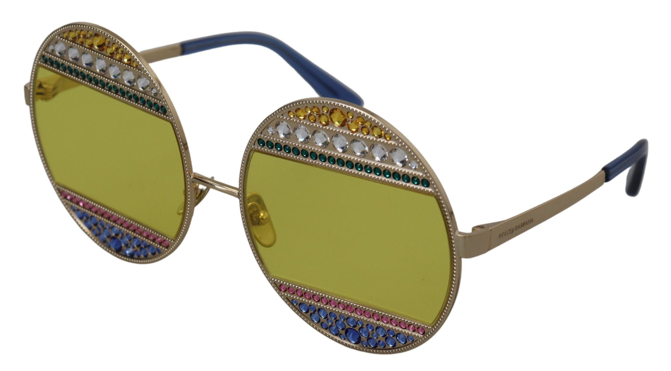 Dolce & Gabbana Crystal Embellished Gold Oval Sunglasses - Luksusmuotia Dolce & Gabbana - Tutustu YVES JAVANNI® 