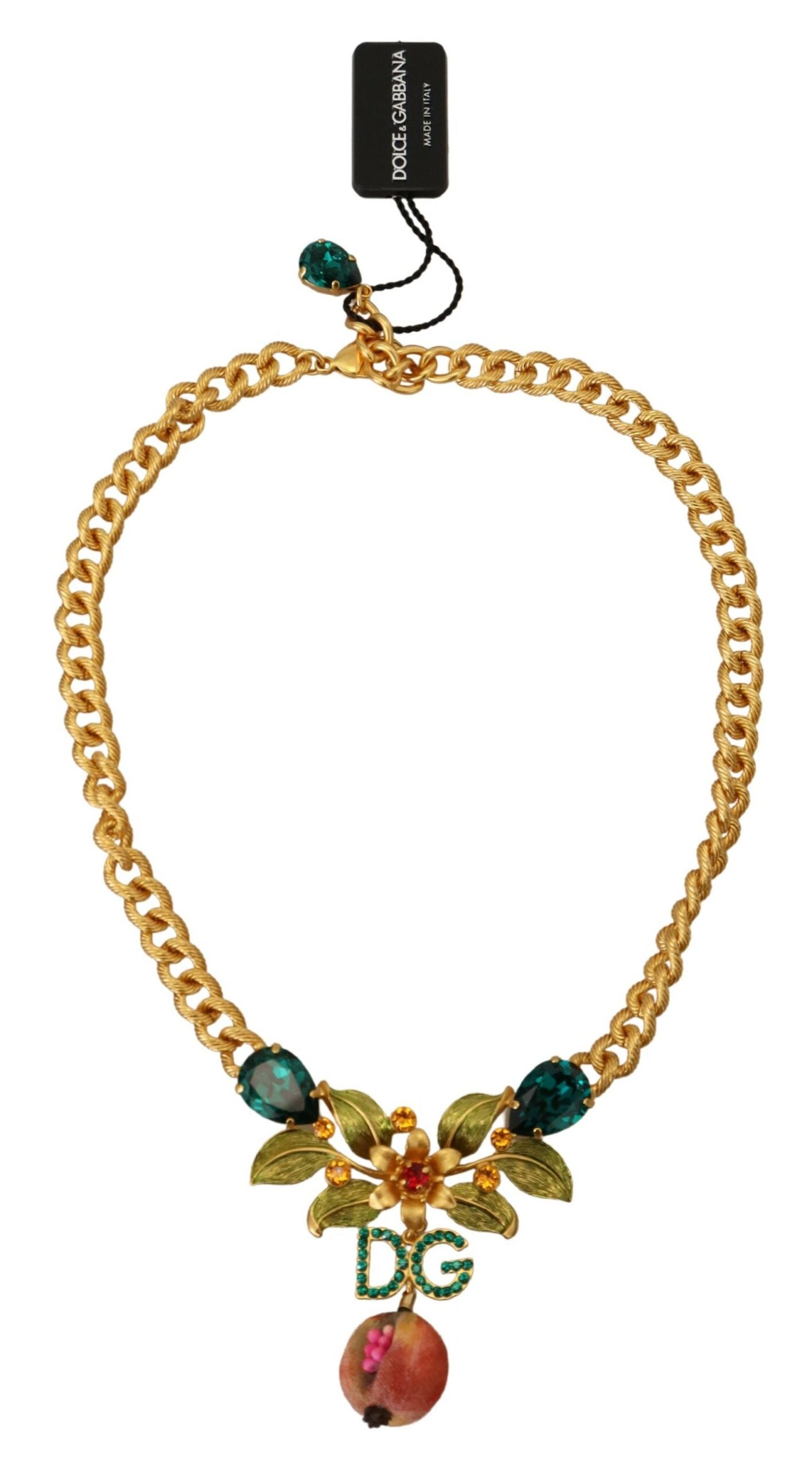 Dolce & Gabbana Elegant Gold-Tone Floral Fruit Necklace - Luksusmuotia Dolce & Gabbana - Tutustu YVES JAVANNI® 