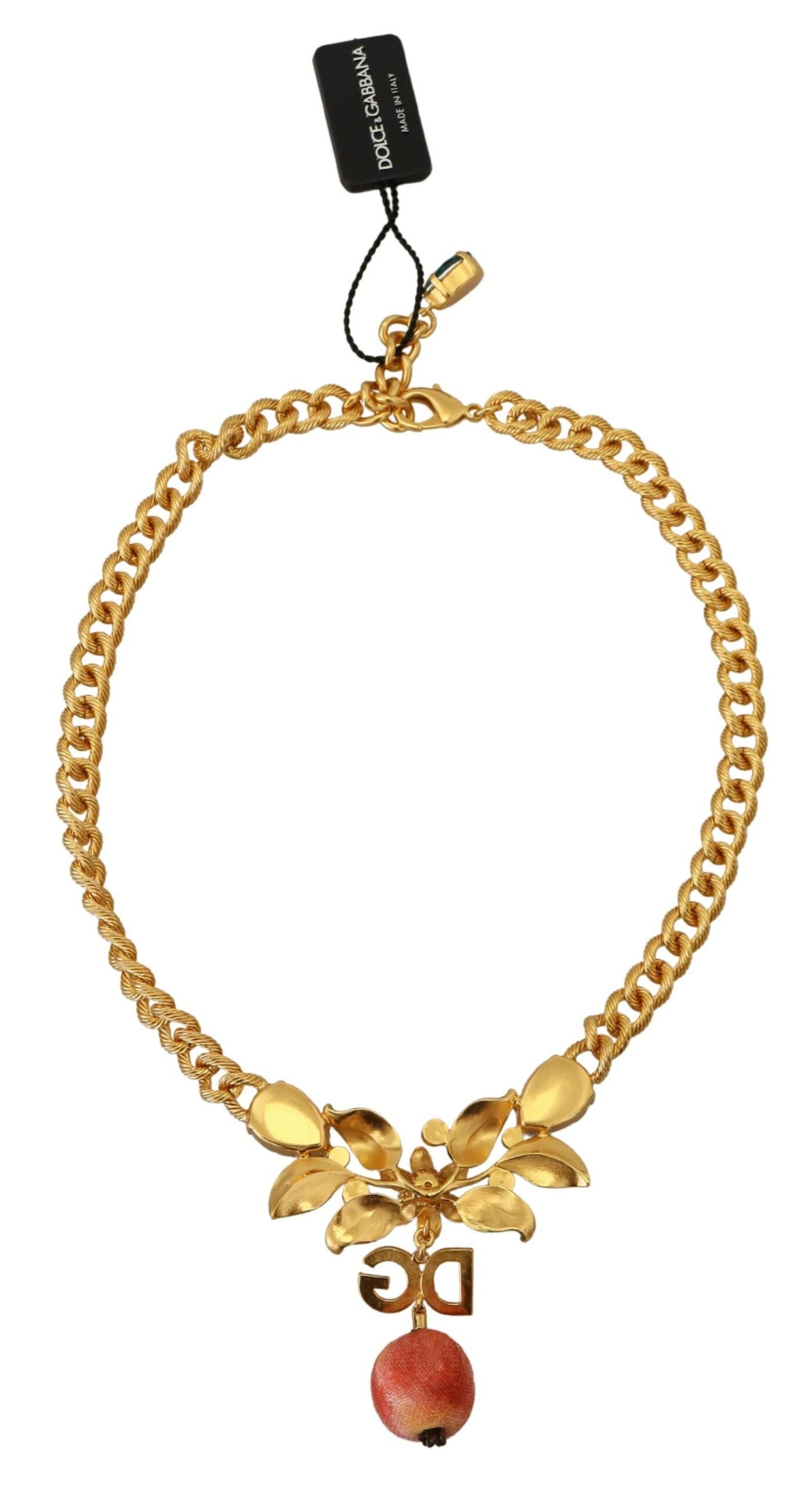 Dolce & Gabbana Elegant Gold-Tone Floral Fruit Necklace - Luksusmuotia Dolce & Gabbana - Tutustu YVES JAVANNI® 