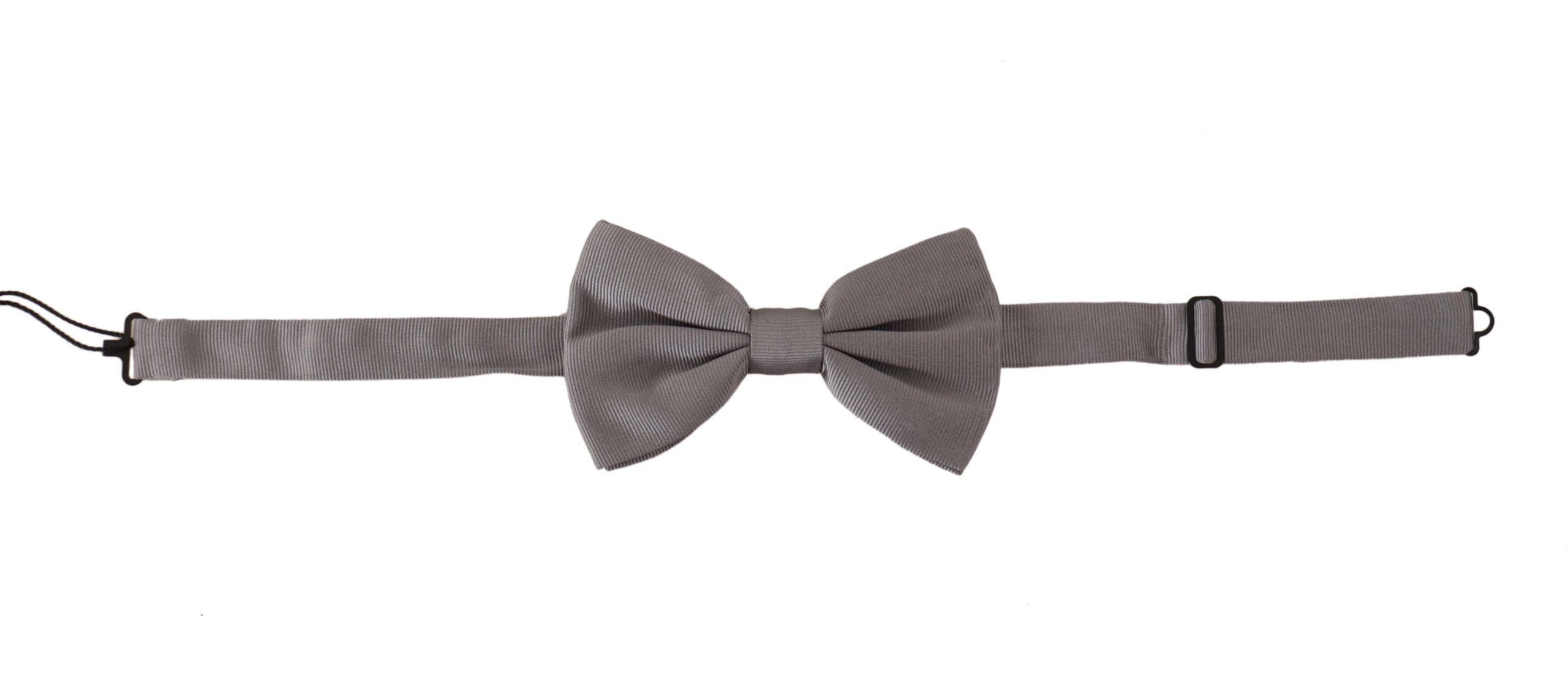 Dolce & Gabbana Elegant Gray Silk Bow Tie - Luksusmuotia Dolce & Gabbana - Tutustu YVES JAVANNI® 