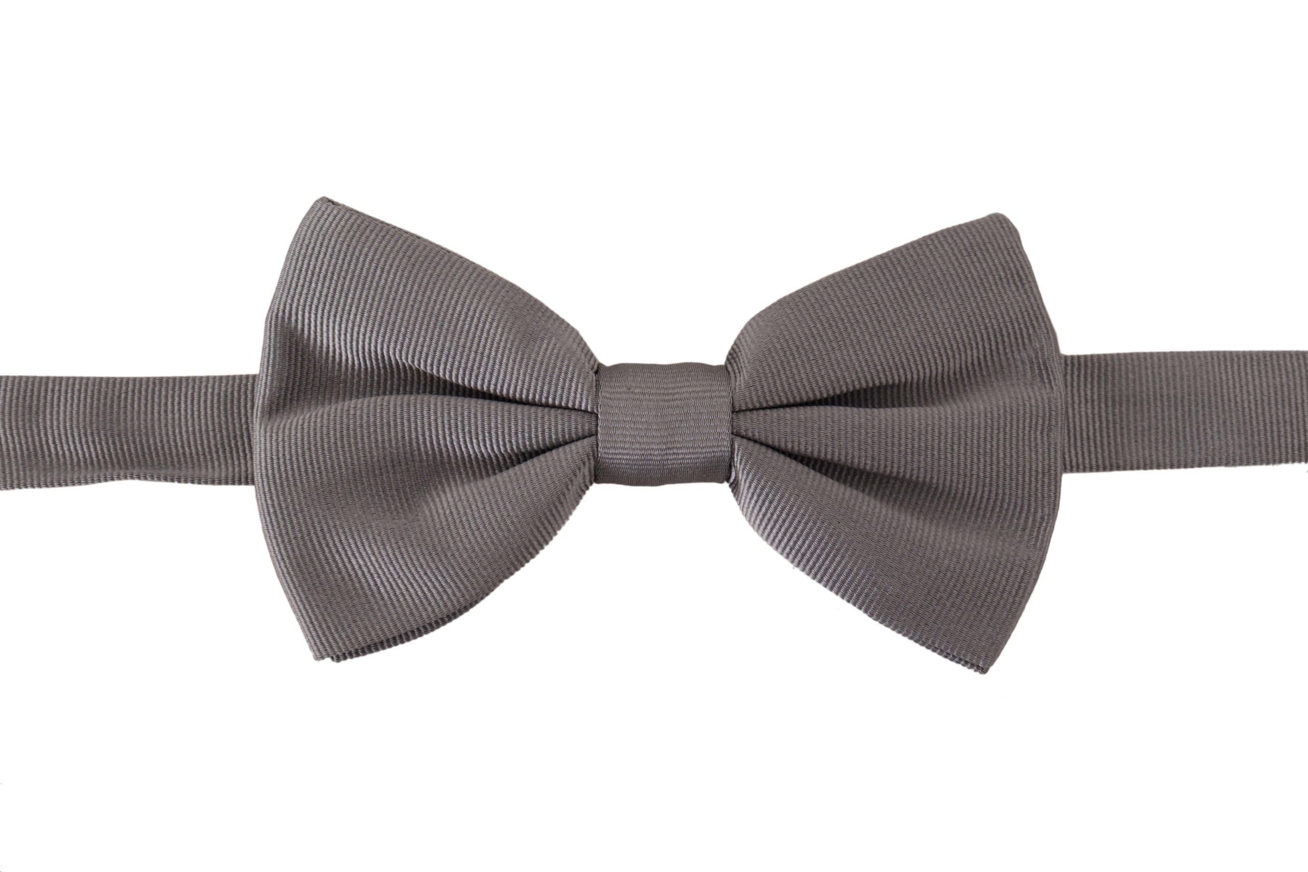 Dolce & Gabbana Elegant Gray Silk Bow Tie - Luksusmuotia Dolce & Gabbana - Tutustu YVES JAVANNI® 