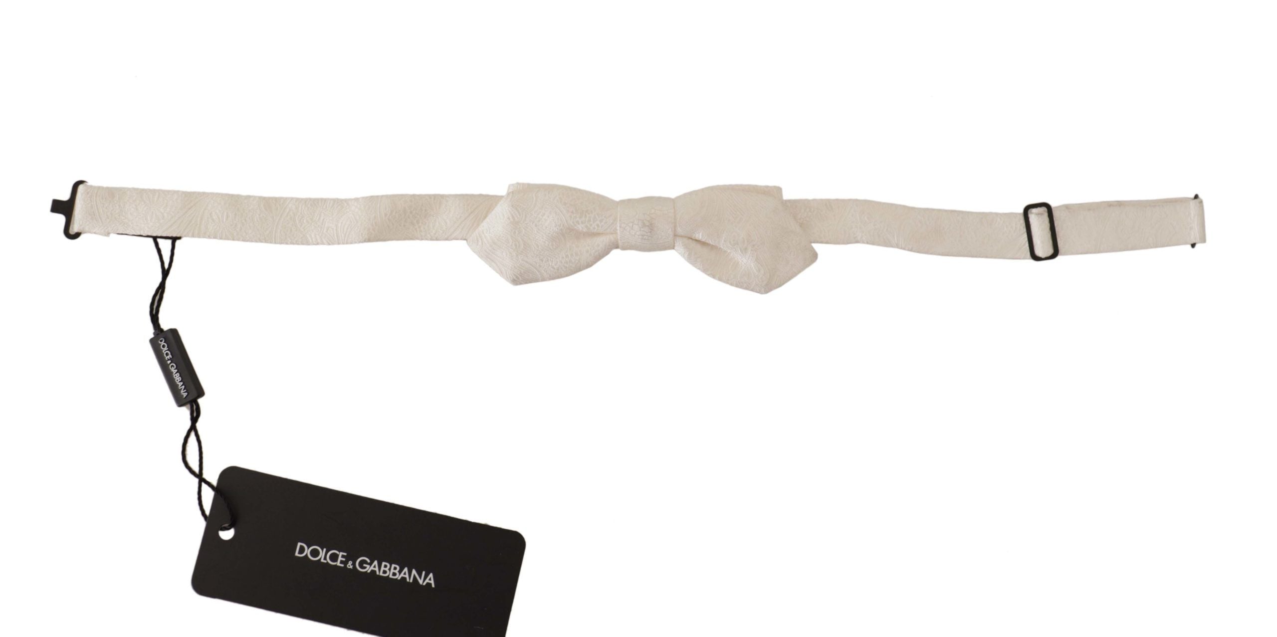 Dolce & Gabbana Elegant White Silk Bow Tie - Luksusmuotia Dolce & Gabbana - Tutustu YVES JAVANNI® 