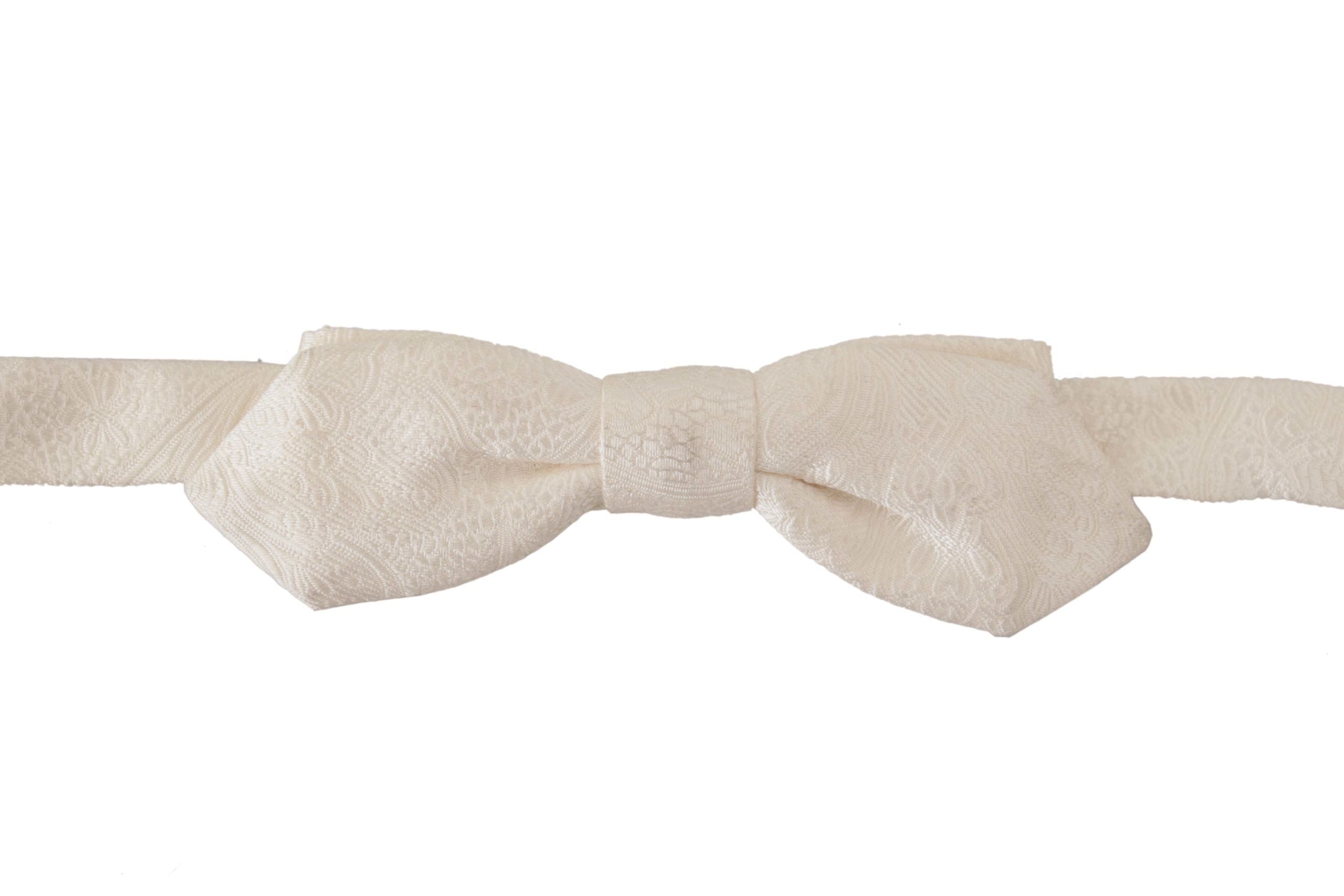 Dolce & Gabbana Elegant White Silk Bow Tie - Luksusmuotia Dolce & Gabbana - Tutustu YVES JAVANNI® 