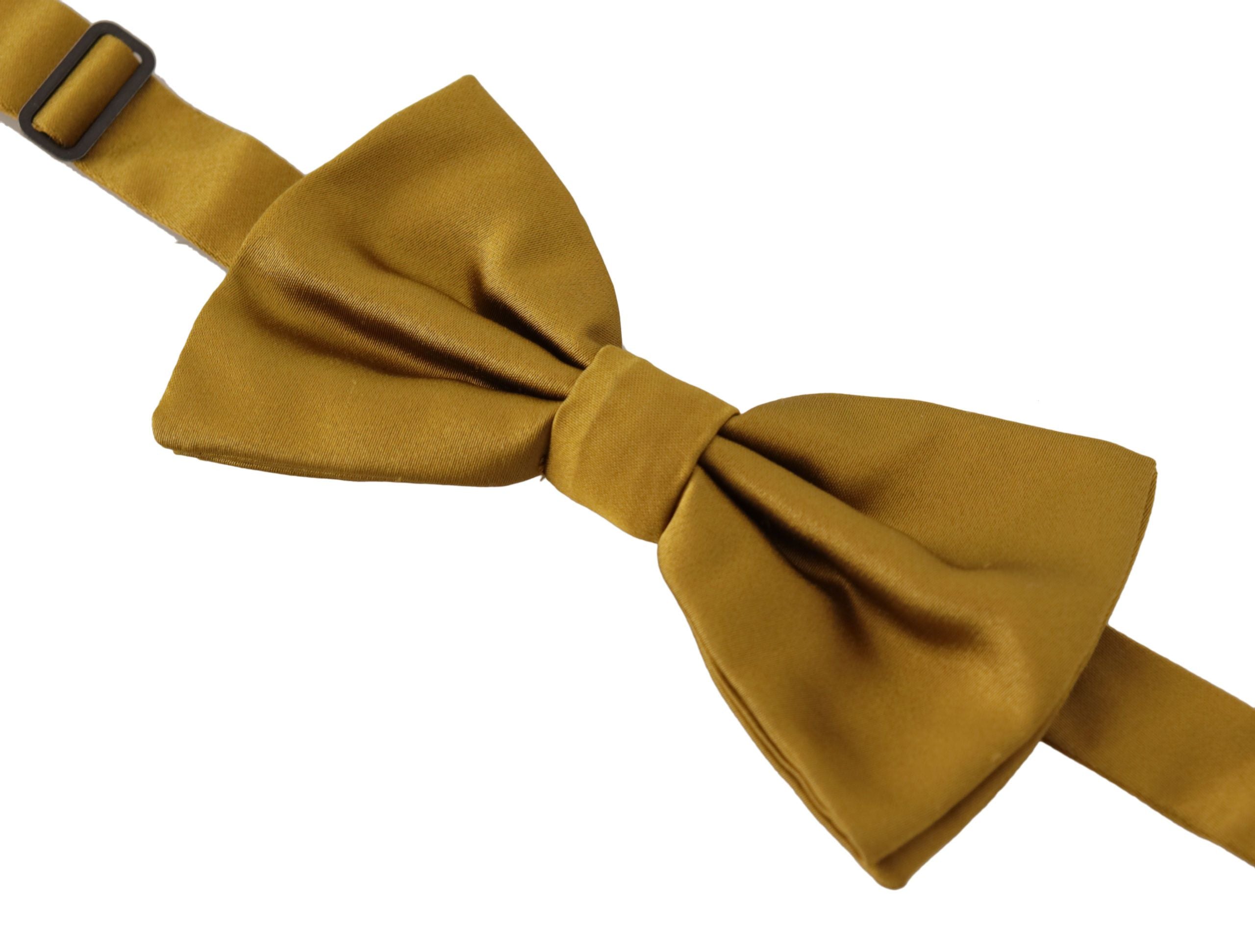 Dolce & Gabbana Elegant Mustard Yellow Silk Bow Tie - Luksusmuotia Dolce & Gabbana - Tutustu YVES JAVANNI® 