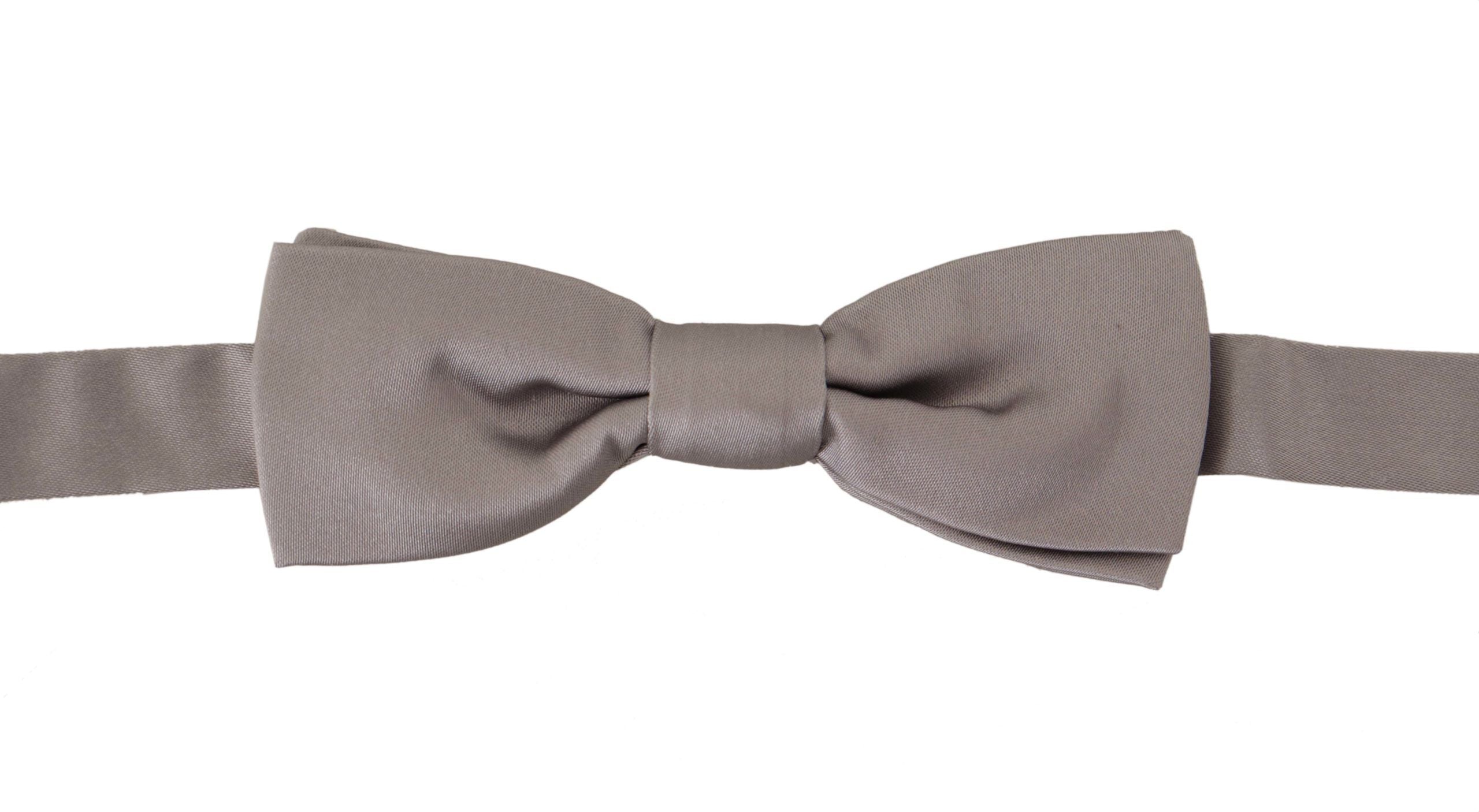 Dolce & Gabbana Elegant Silver Silk Bow Tie for Sophisticated Evening - Luksusmuotia Dolce & Gabbana - Tutustu YVES JAVANNI® 