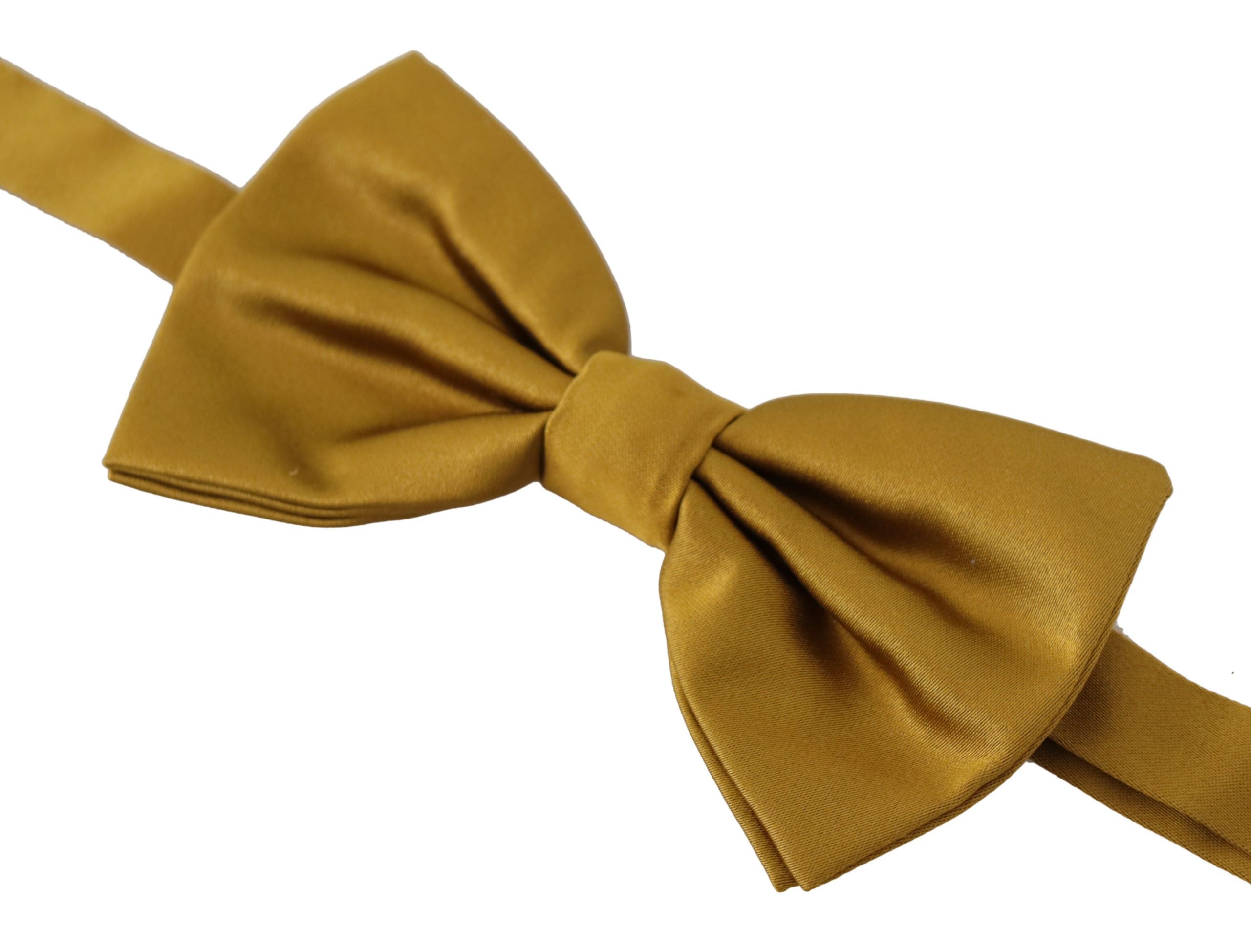 Dolce & Gabbana Elegant Mustard Silk Bow Tie - Luksusmuotia Dolce & Gabbana - Tutustu YVES JAVANNI® 