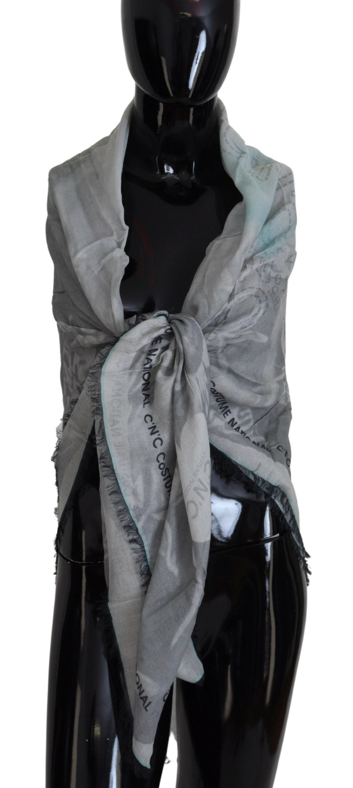 Costume National Chic Designer Grey Scarf with Fringes - Luksusmuotia Costume National - Tutustu YVES JAVANNI® 