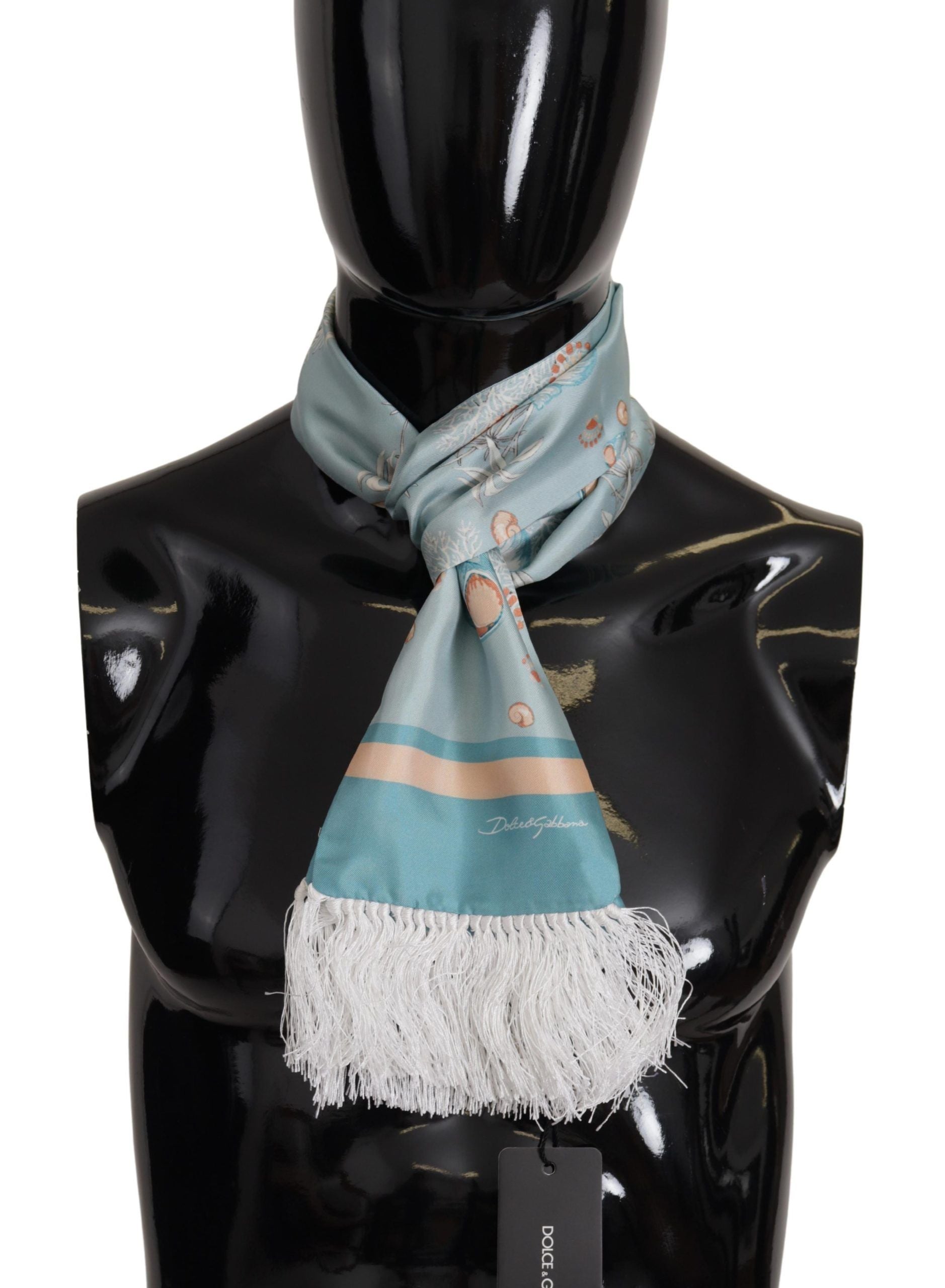 Dolce & Gabbana Elegant Silk Scarf with Shell Motif - Luksusmuotia Dolce & Gabbana - Tutustu YVES JAVANNI® 