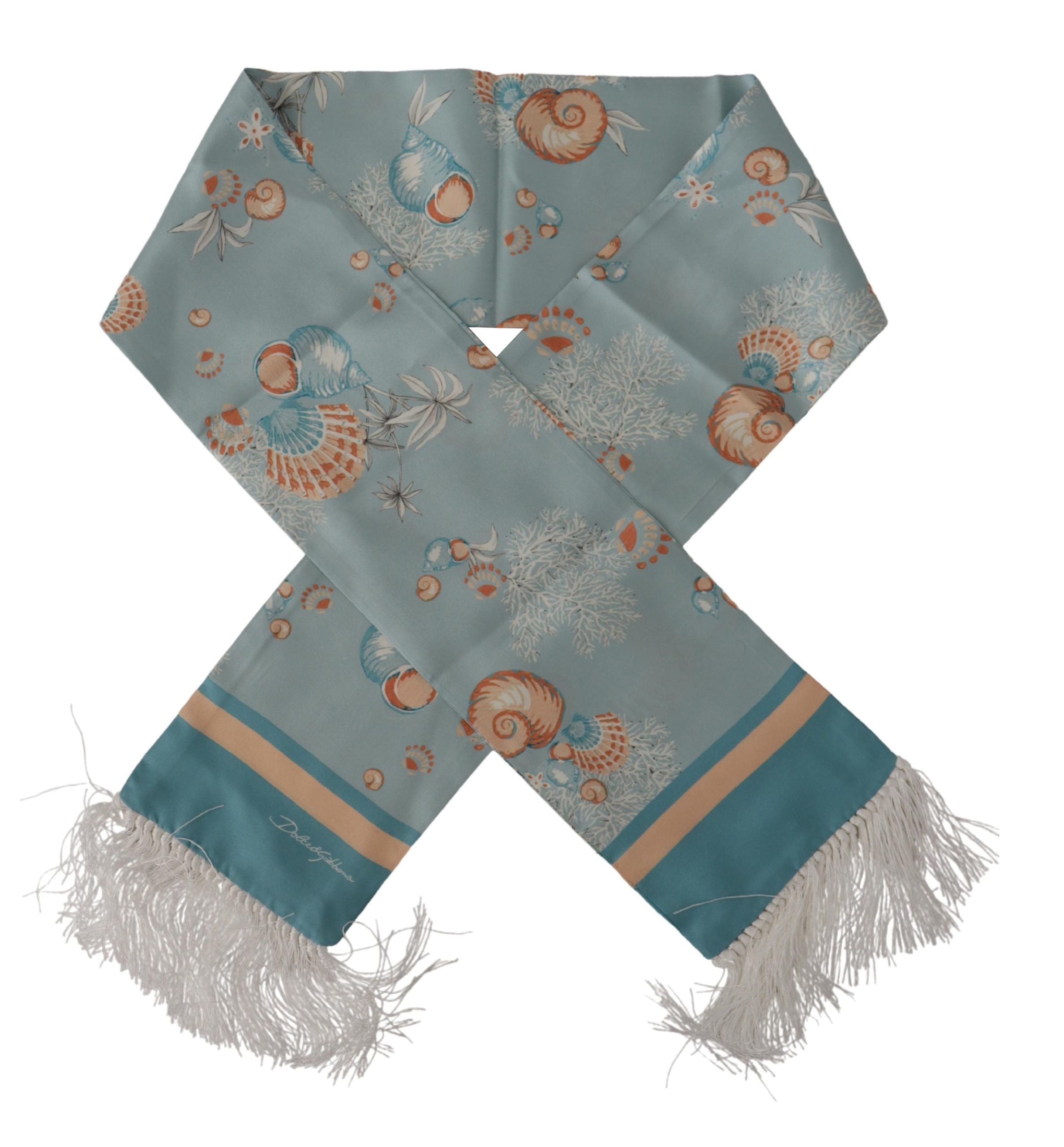 Dolce & Gabbana Elegant Silk Scarf with Shell Motif - Luksusmuotia Dolce & Gabbana - Tutustu YVES JAVANNI® 