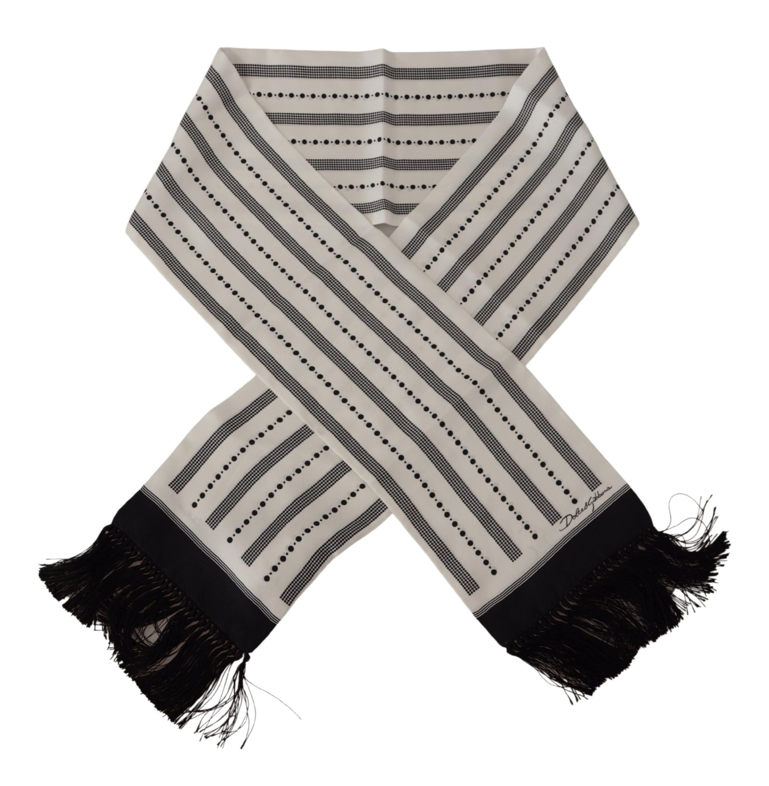 Dolce & Gabbana Elegant Monochrome Silk Men's Scarf - Luksusmuotia Dolce & Gabbana - Tutustu YVES JAVANNI® 