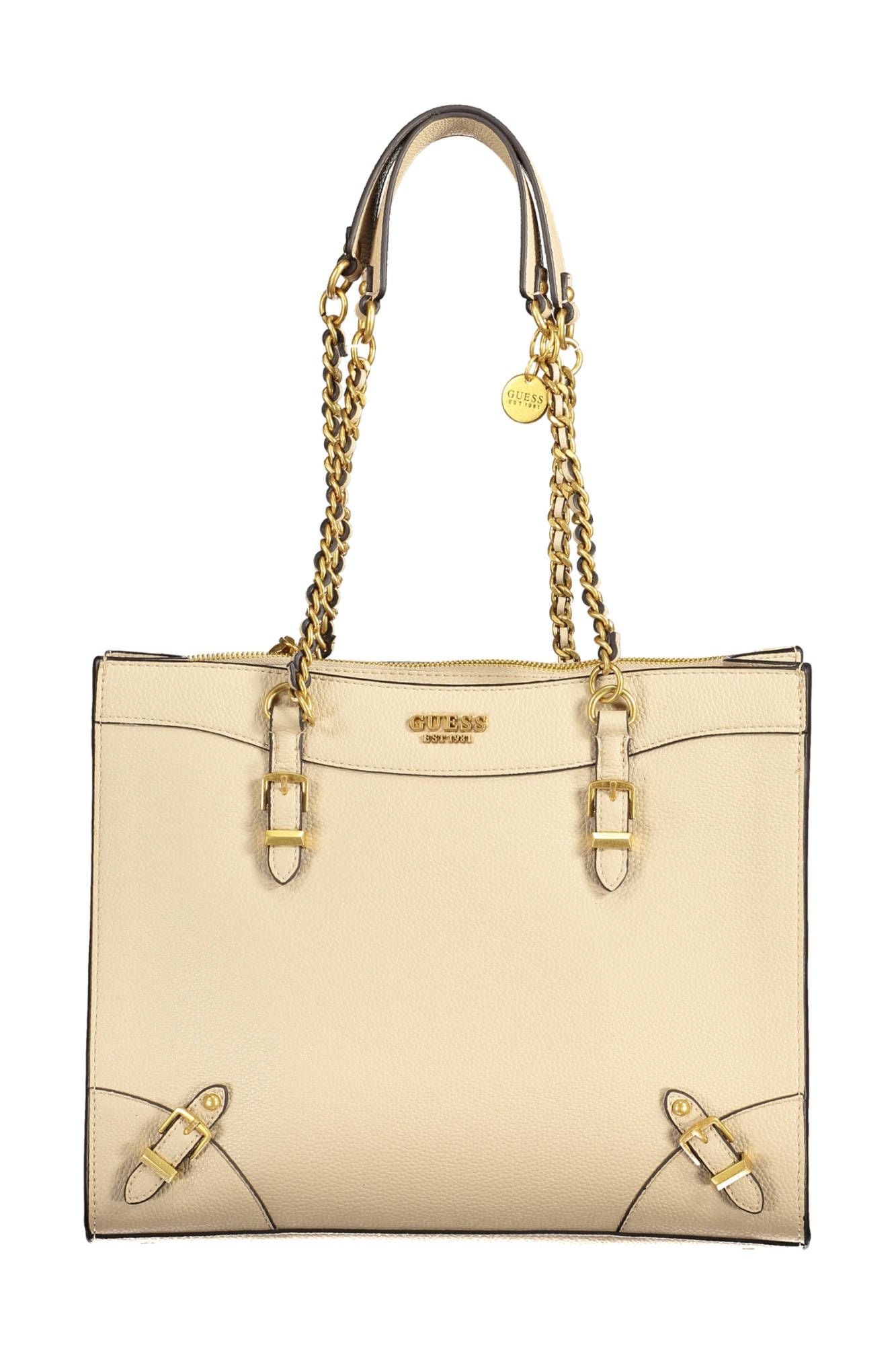 Guess Beige Chain-Link Shoulder Handbag - Luksusmuotia Guess Jeans - Tutustu YVES JAVANNI® 