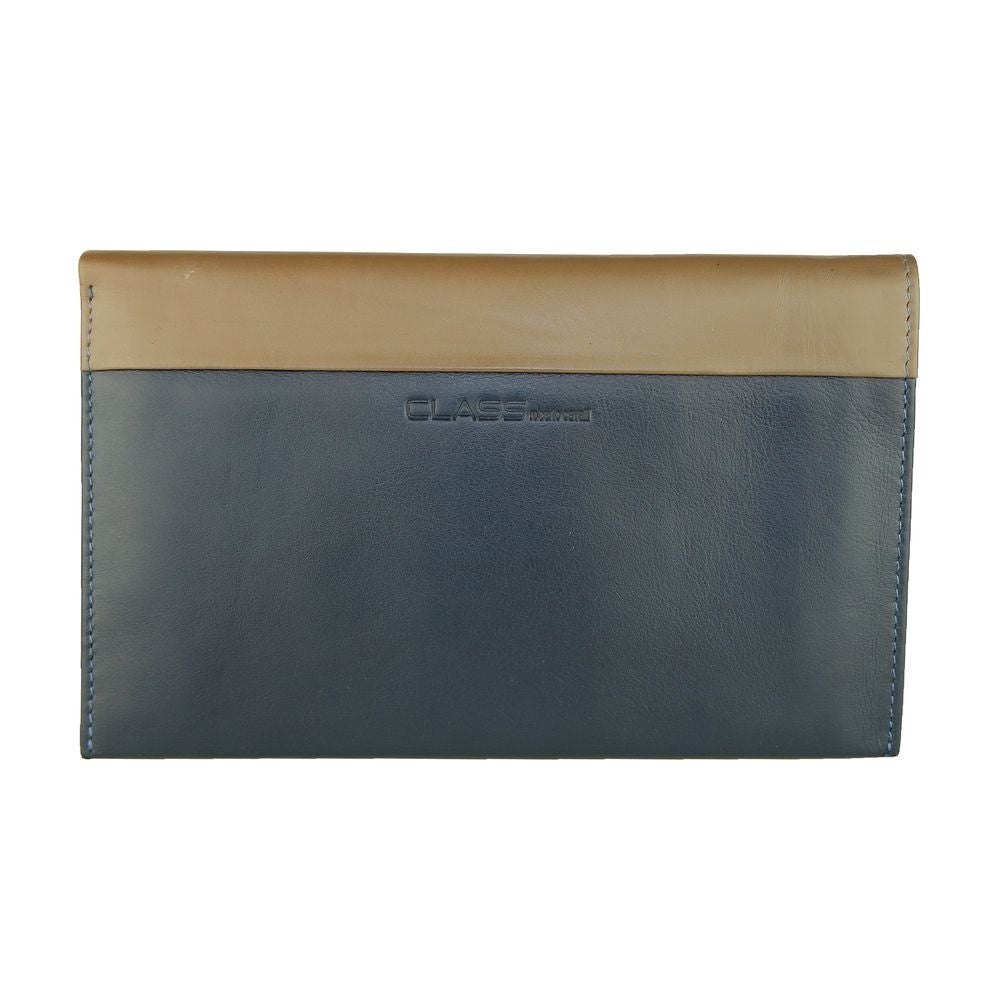 Cavalli Class Sleek Blue and Beige Leather Wallet - Luxury from Cavalli Class - Shop at YVES JAVANNI