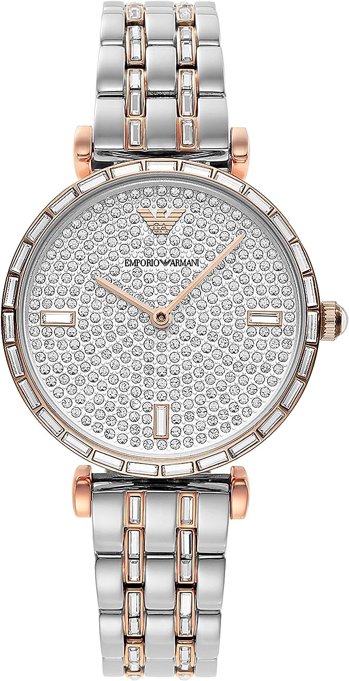 Emporio Armani Elegant Two-Tone Crystal Pave Watch - Luksuslaukut ja asusteet Emporio Armani - Tutustu YVES JAVANNI® 