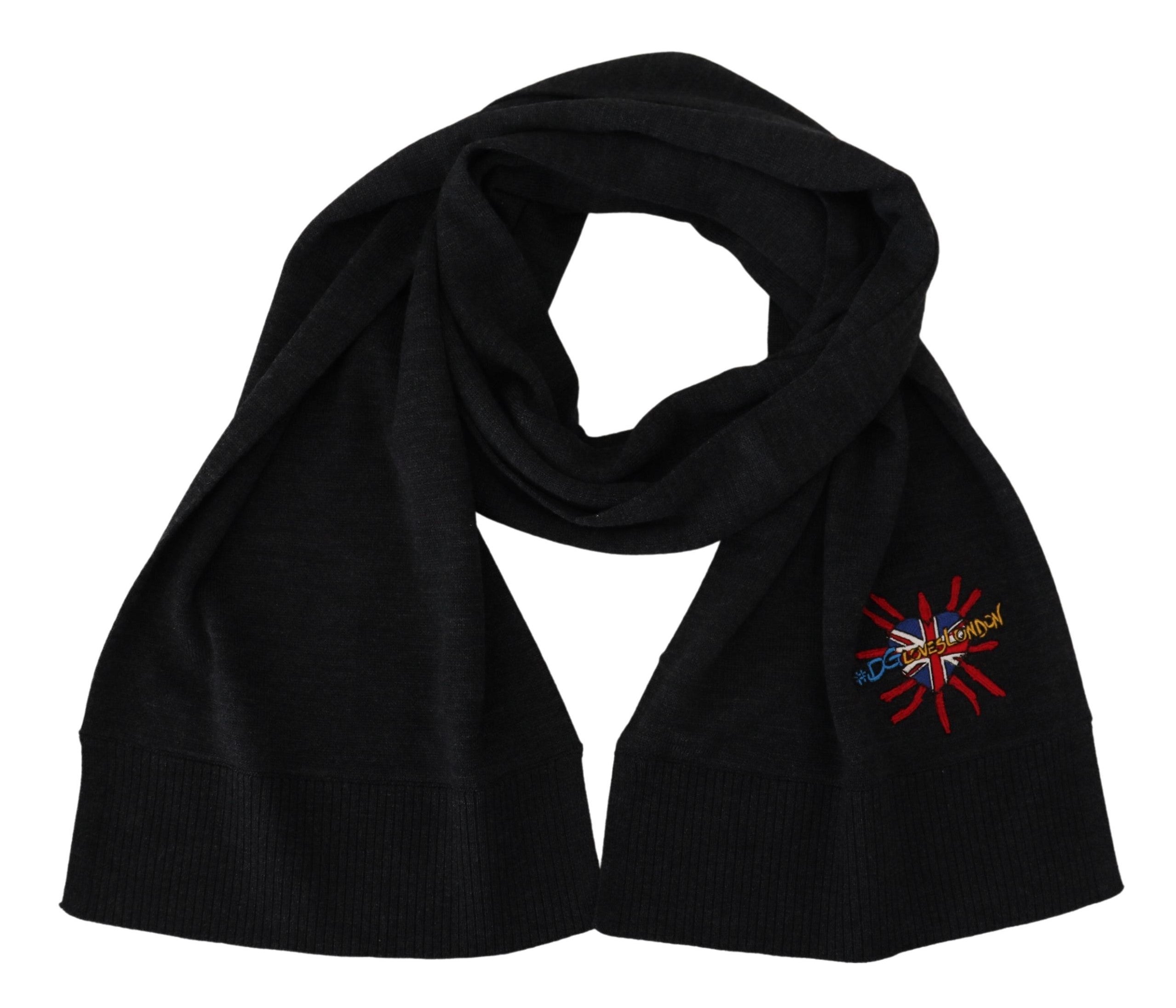 Dolce & Gabbana Elegant Black Wool Scarf Wrap - Luksuslaukut ja asusteet Dolce & Gabbana - Tutustu YVES JAVANNI® 