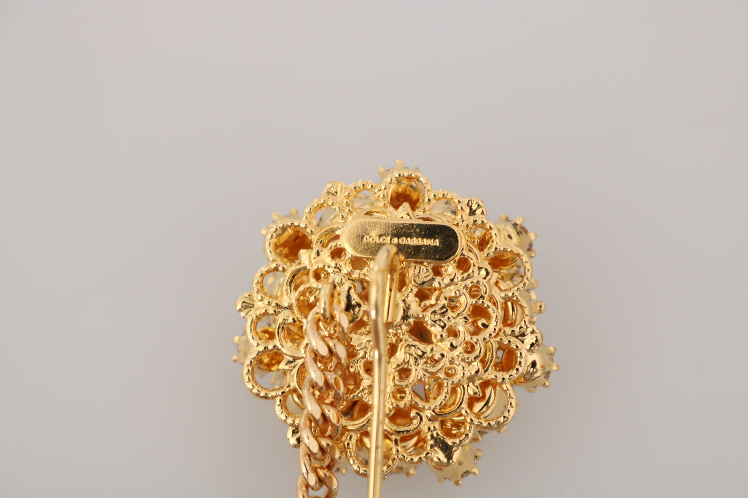 Dolce & Gabbana Exquisite Crystal-Embellished Gold Brooch - Luksuslaukut ja asusteet Dolce & Gabbana - Tutustu YVES JAVANNI® 