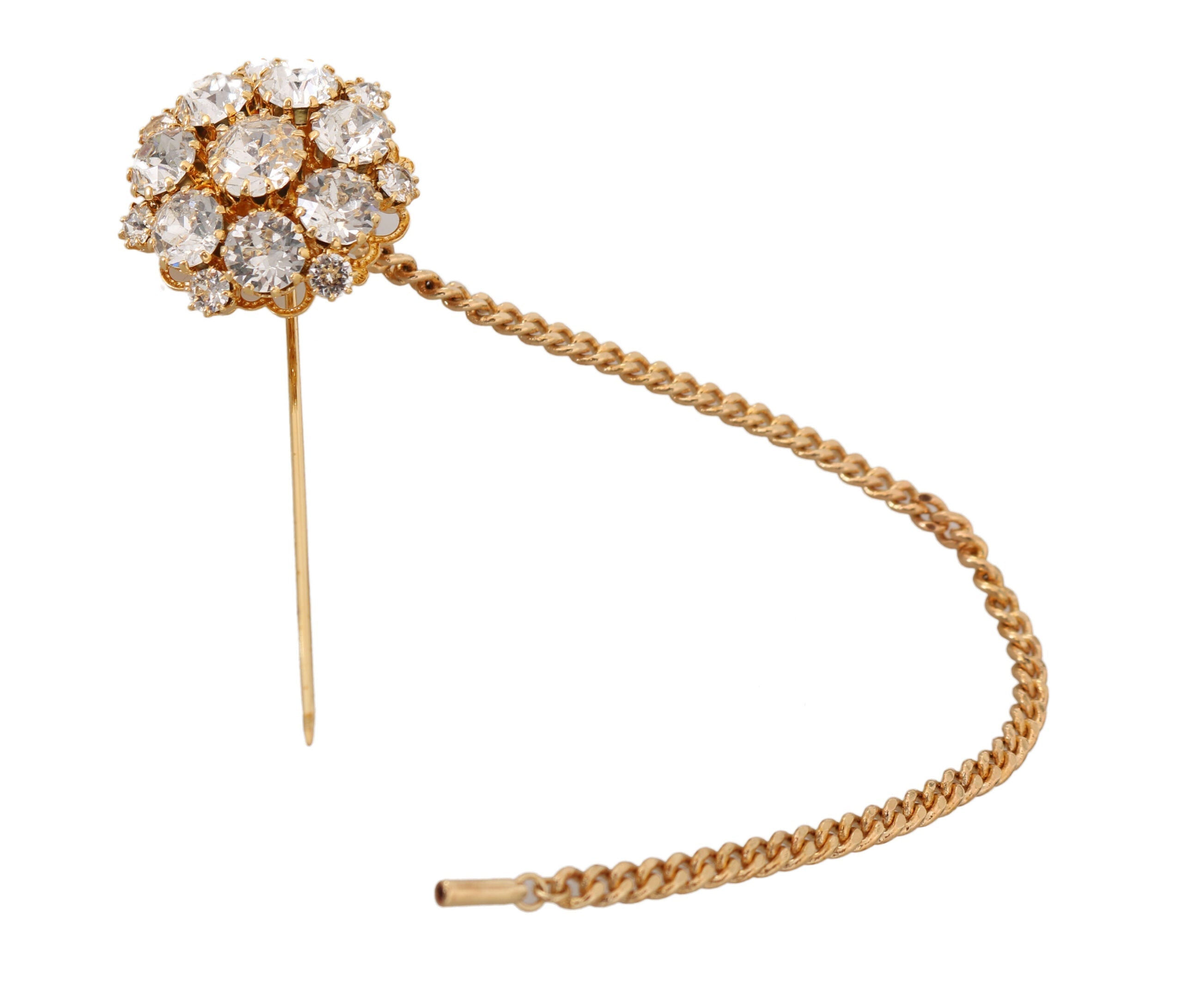 Dolce & Gabbana Exquisite Crystal-Embellished Gold Brooch - Luksuslaukut ja asusteet Dolce & Gabbana - Tutustu YVES JAVANNI® 