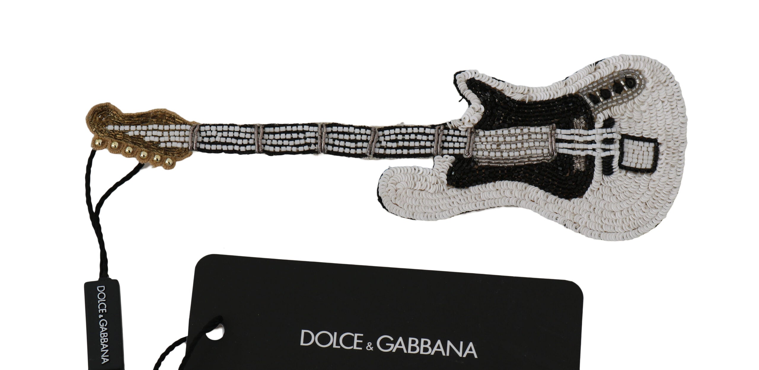 Dolce & Gabbana Gold Sequined Guitar Pin Brooch - Luksuslaukut ja asusteet Dolce & Gabbana - Tutustu YVES JAVANNI® 