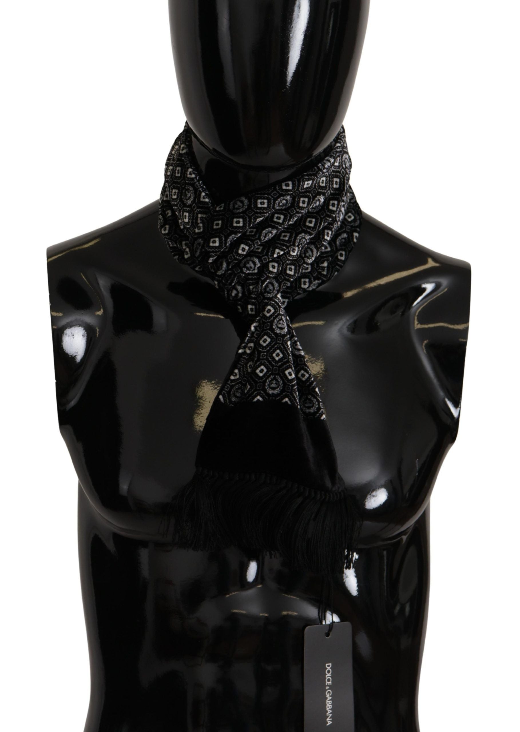 Dolce & Gabbana Elegant Black Geometric Silk Blend Scarf - Luksuslaukut ja asusteet Dolce & Gabbana - Tutustu YVES JAVANNI® 