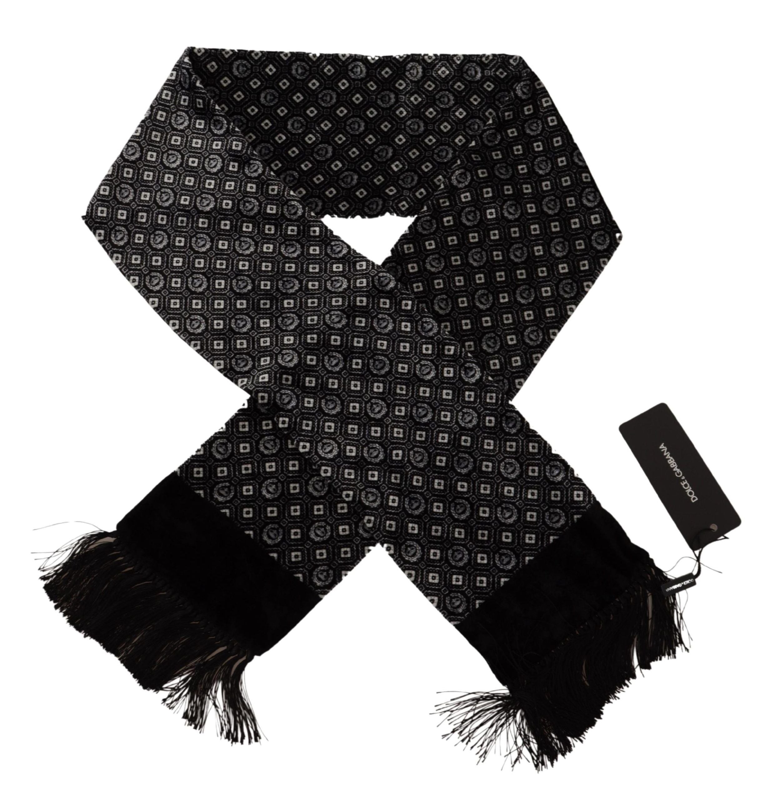 Dolce & Gabbana Elegant Black Geometric Silk Blend Scarf - Luksuslaukut ja asusteet Dolce & Gabbana - Tutustu YVES JAVANNI® 