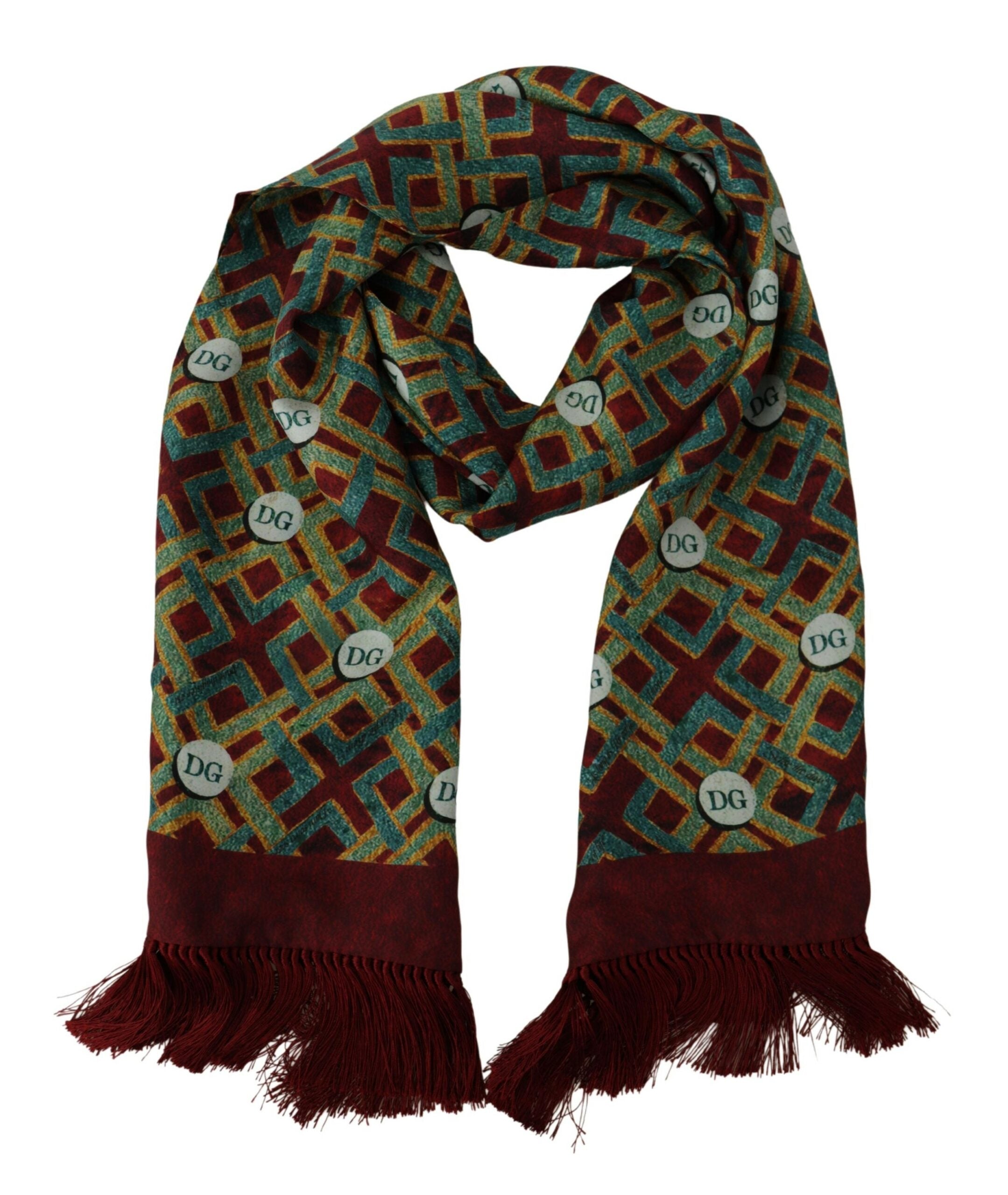 Dolce & Gabbana Elegant Multicolor Silk Men's Scarf Wrap - Luksuslaukut ja asusteet Dolce & Gabbana - Tutustu YVES JAVANNI® 