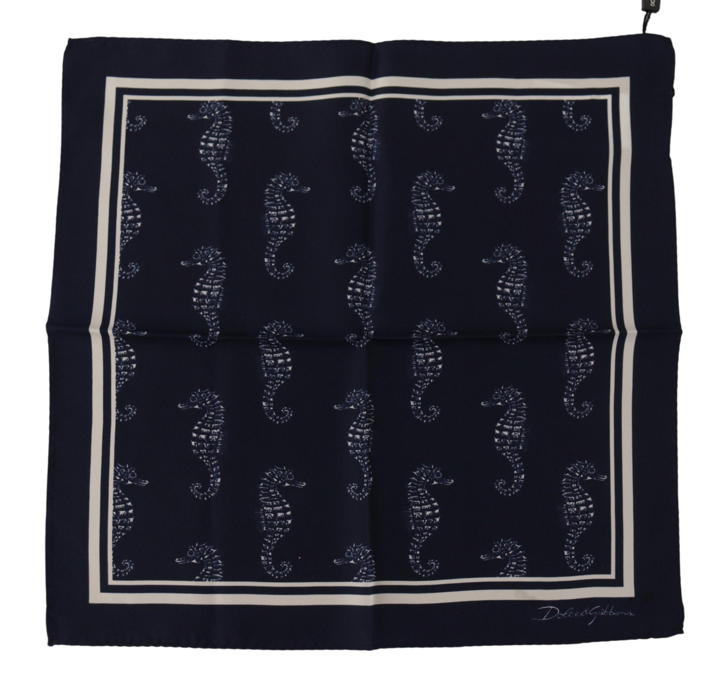 Dolce & Gabbana Elegant Blue Seahorse Silk Men's Scarf - Luksuslaukut ja asusteet Dolce & Gabbana - Tutustu YVES JAVANNI® 