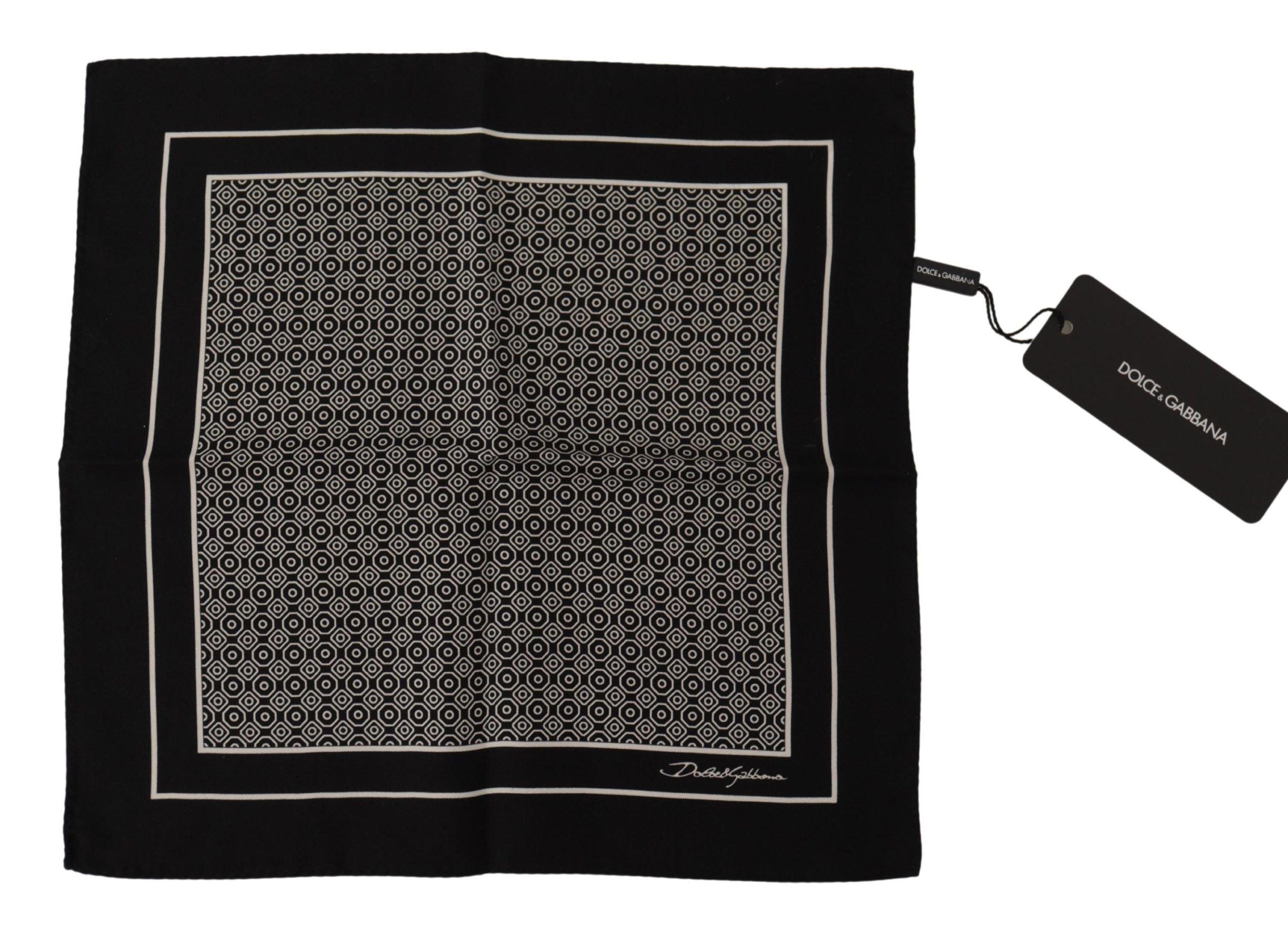 Dolce & Gabbana Elegant Black Silk Geometric Scarf for Men - Luksuslaukut ja asusteet Dolce & Gabbana - Tutustu YVES JAVANNI® 