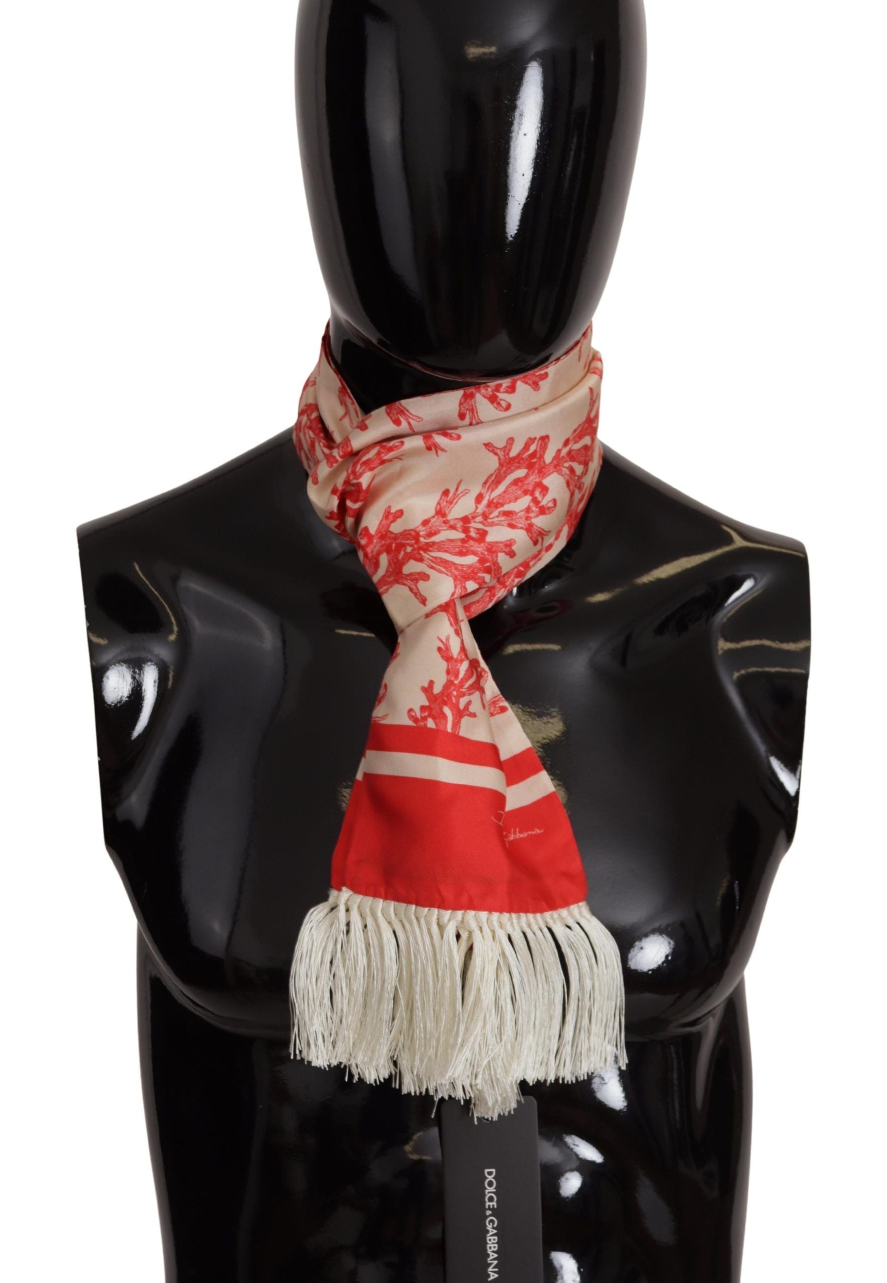 Dolce & Gabbana Elegant Silk Men's Scarf Wrap - Red Coral Print - Luksuslaukut ja asusteet Dolce & Gabbana - Tutustu YVES JAVANNI® 